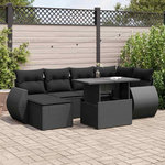 VIDAXL Salon de jardin 7 pcs avec coussins noir resine tressee