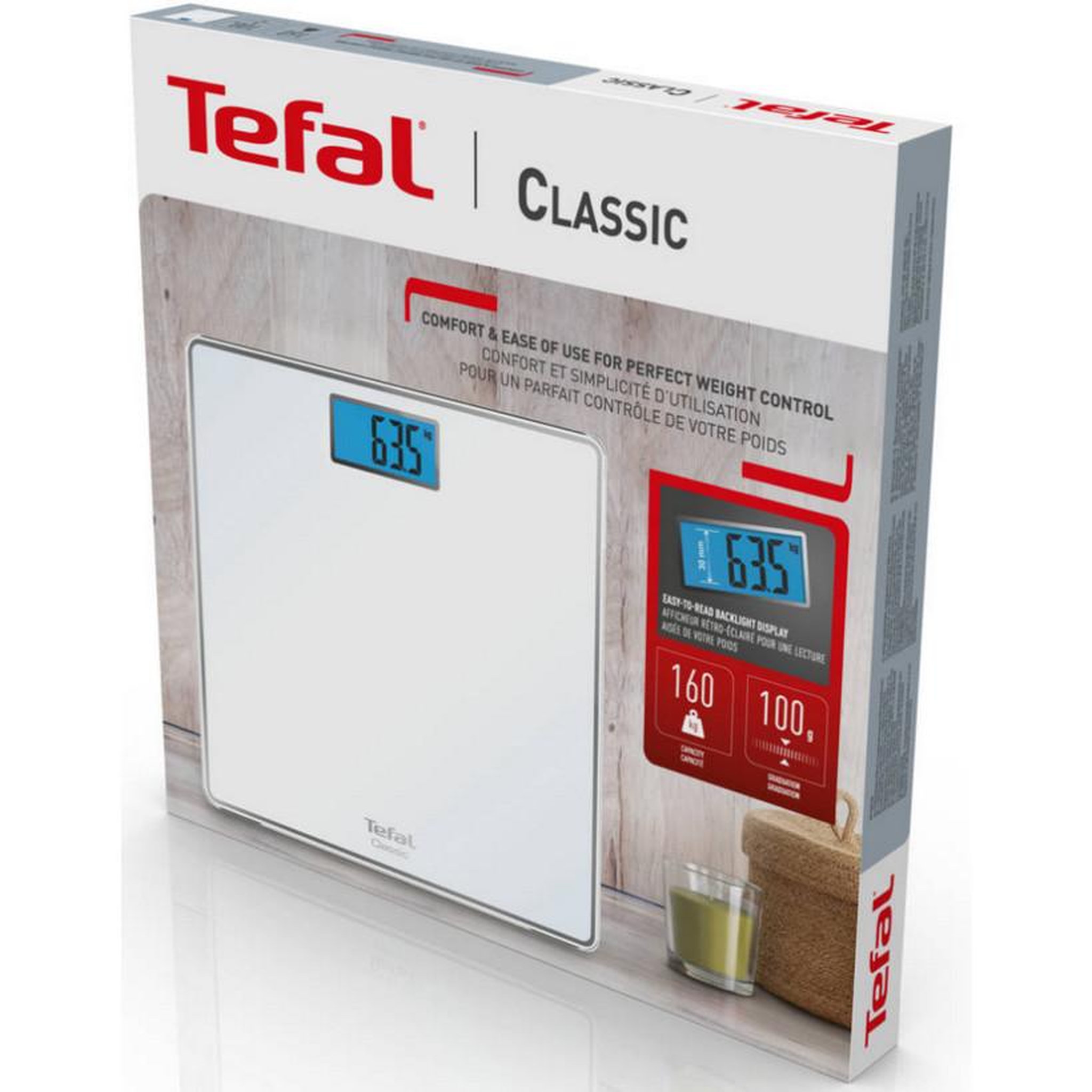 Voir la diapositive 2 : TEFAL Pèse-personne électronique 160kg/100g blanc - PP1501V0