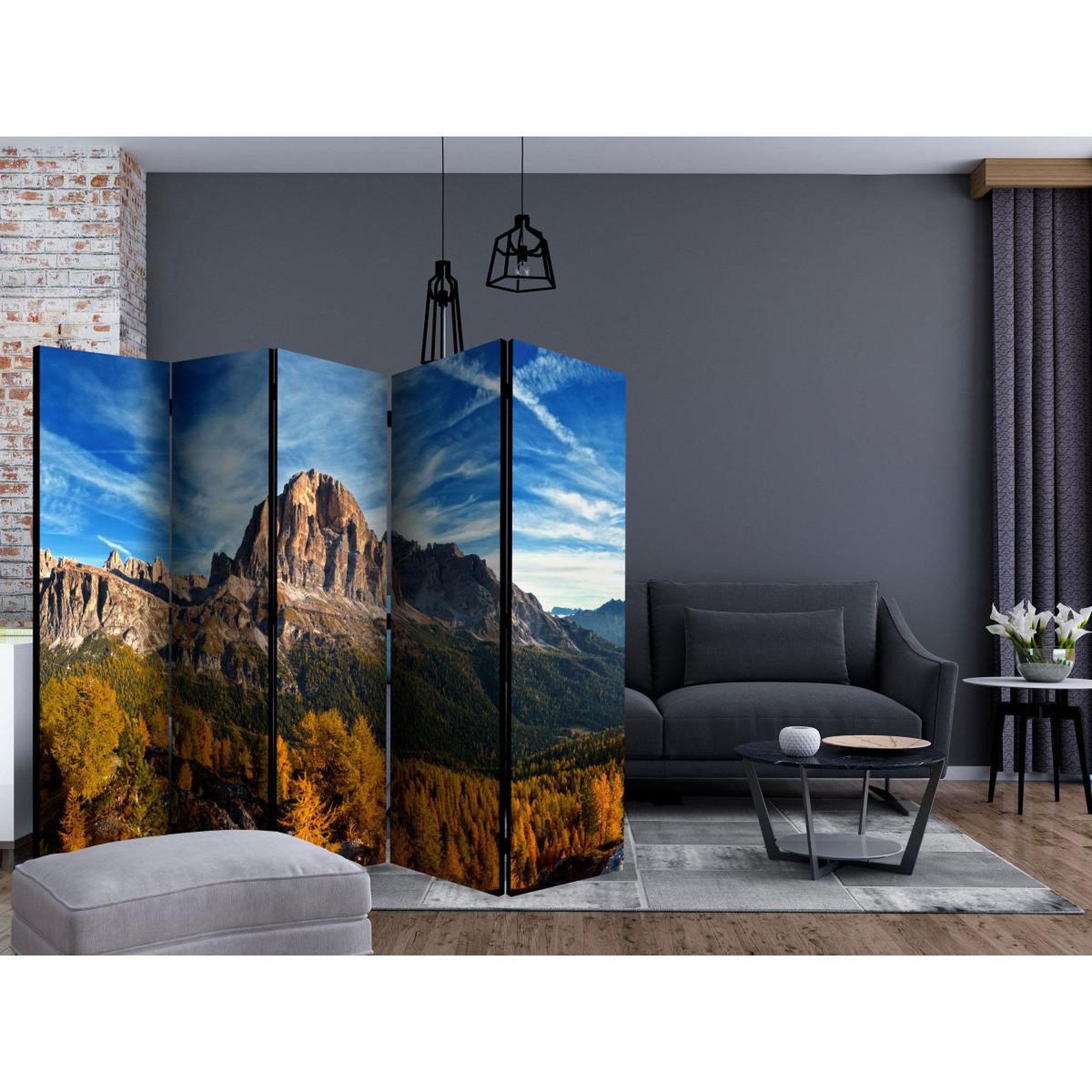 Voir la diapositive 2 : Paris Prix Paravent 5 volets  panoramic view of italian dolomites  172x225cm