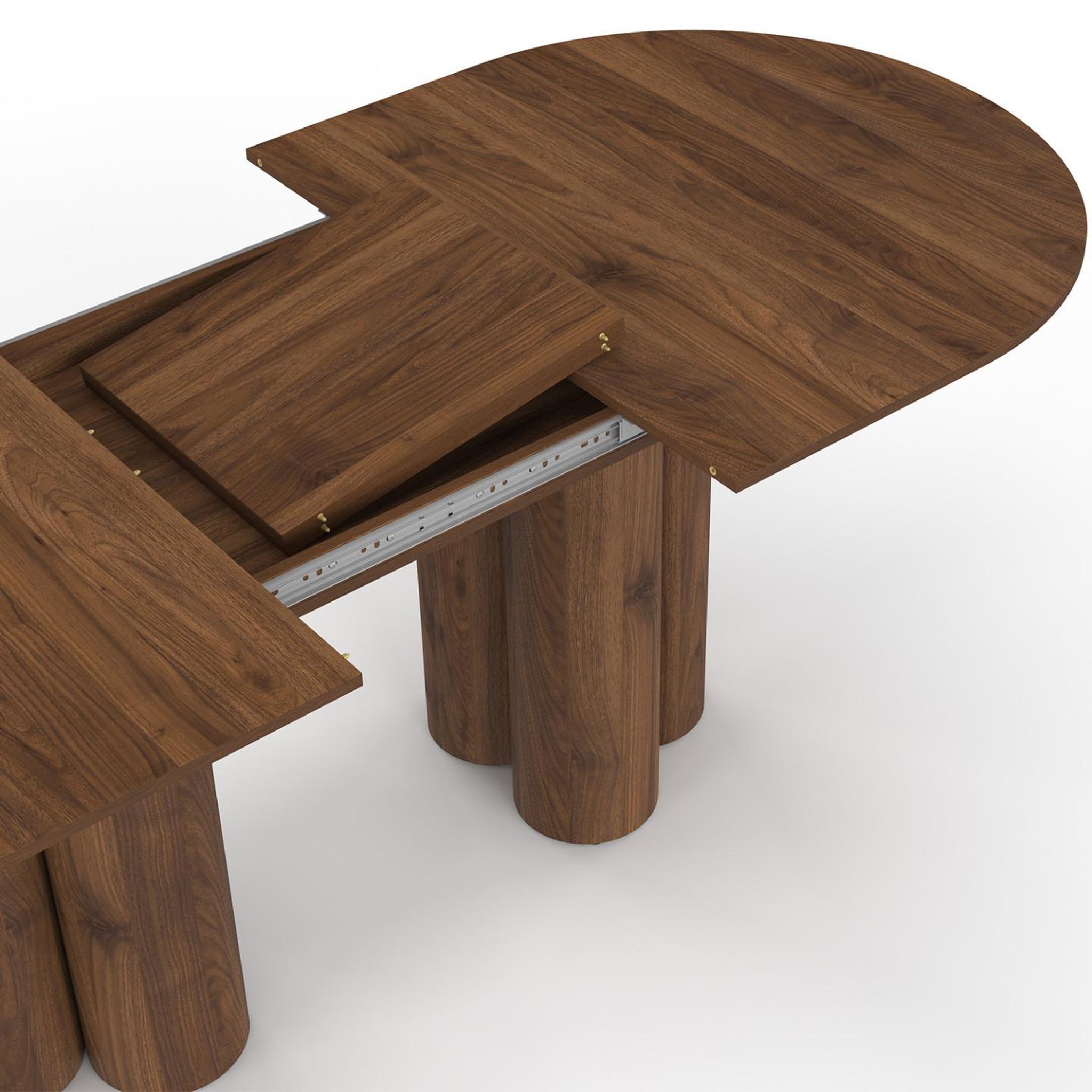 Voir la diapositive 6 : ID MARKET Table à manger extensible ovale eloise 6-10 personnes 2 pieds cylindriques noyer 160-200 cm
