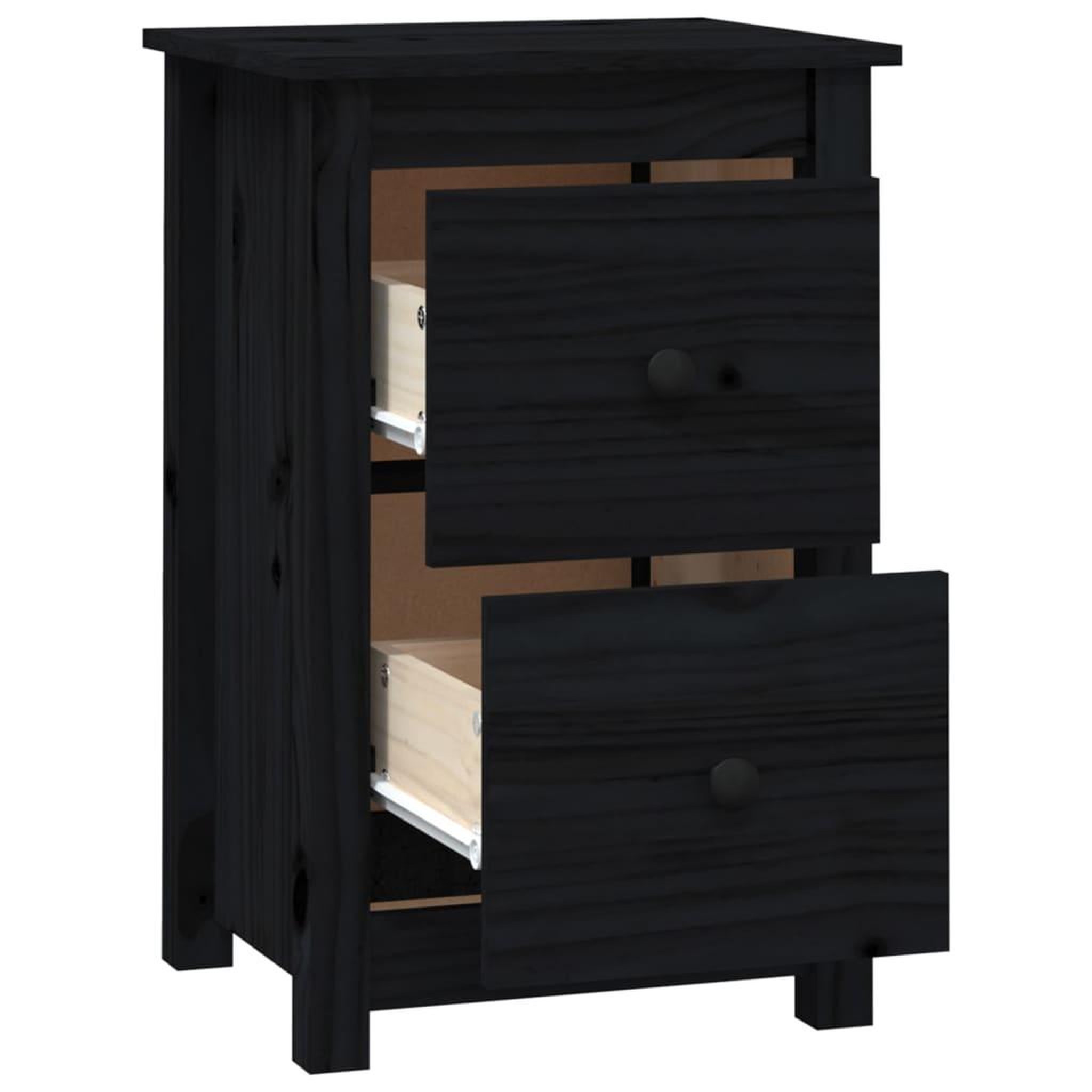 Voir la diapositive 4 : VIDAXL Tables de chevet 2 pcs Noir 40x35x61,5 cm Bois de pin massif