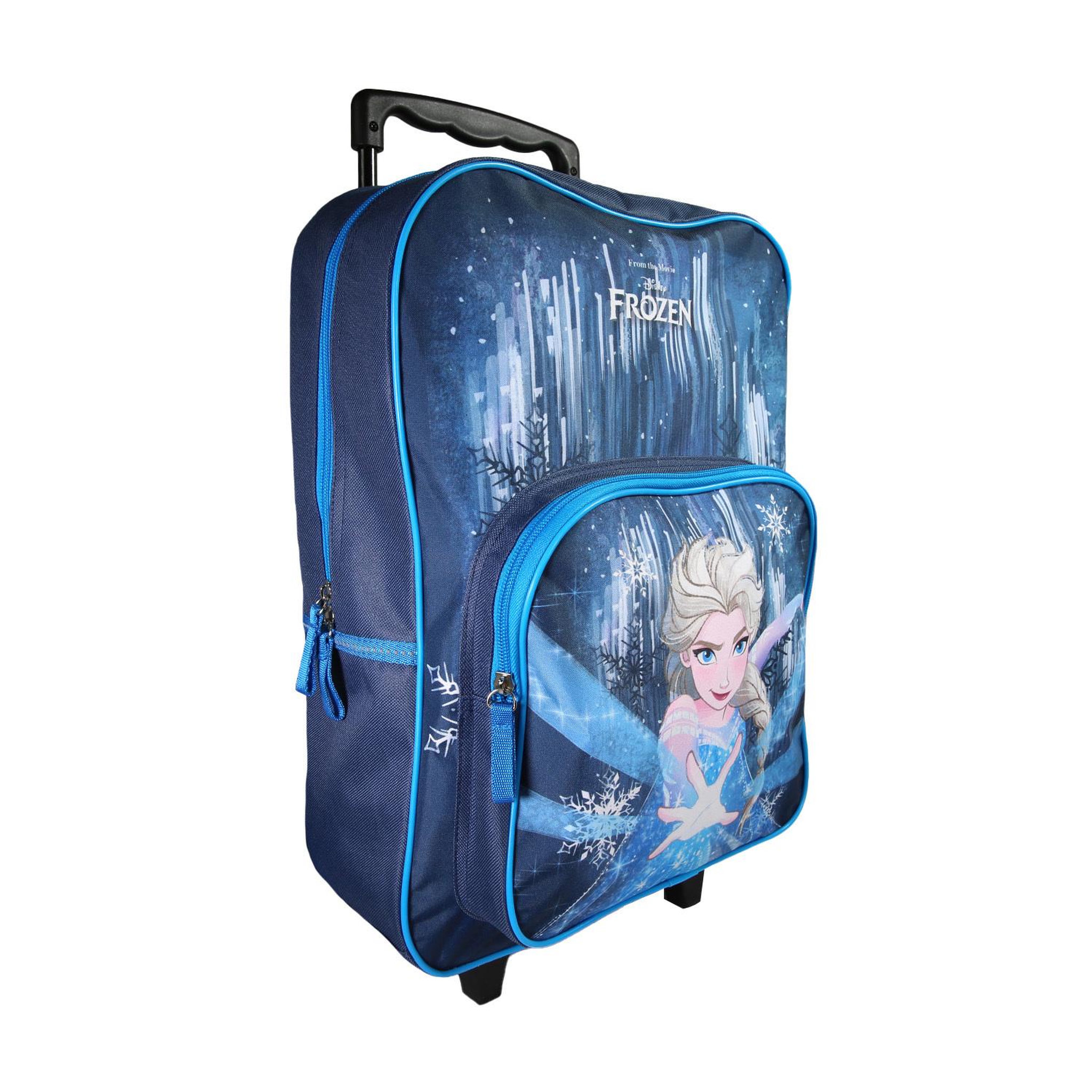 Voir la diapositive 2 : Bagtrotter Sac à dos à roulettes bleu La Reine des Neiges  1 compartiment - Bagtrotter