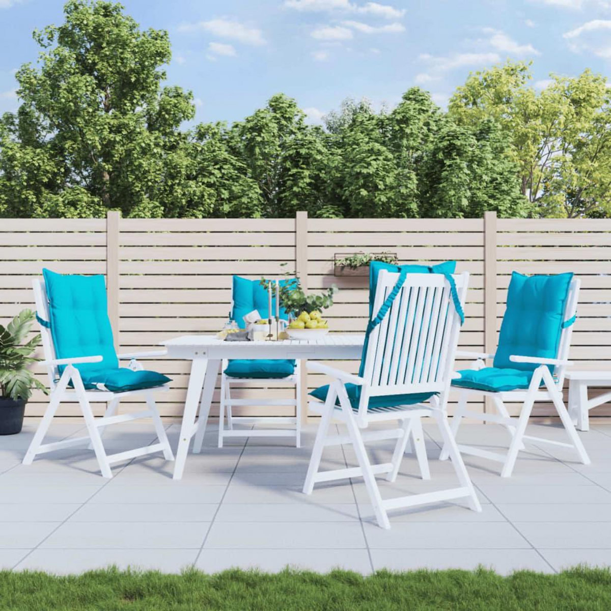 VIDAXL Coussins de chaise a dossier haut lot de 4 turquoise