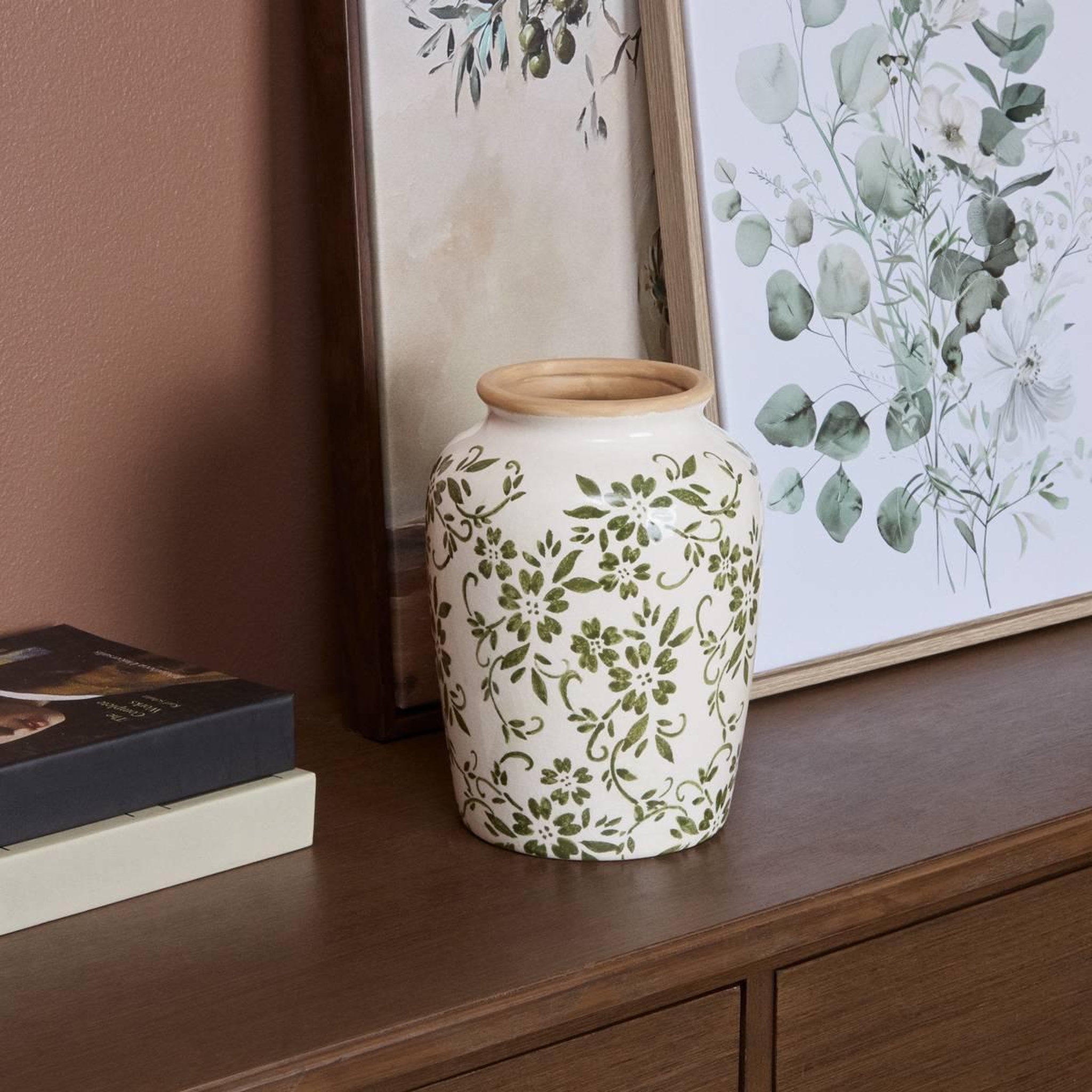 Voir la diapositive 5 : ATMOSPHERA Vase lisière en dolomite  japo  19cm vert clair