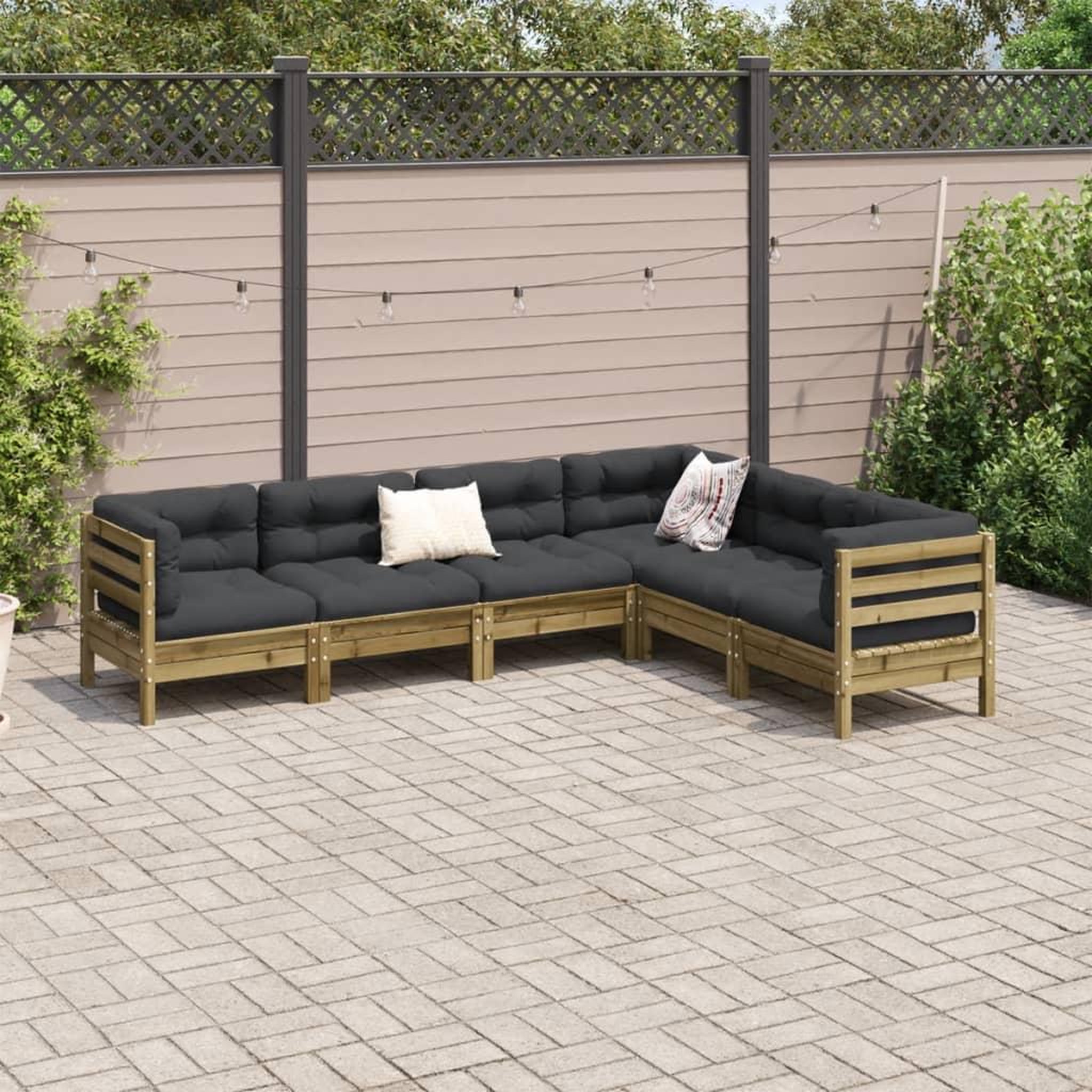 Voir la diapositive 3 : VIDAXL Salon de jardin 6 pcs avec coussins bois de pin impregne
