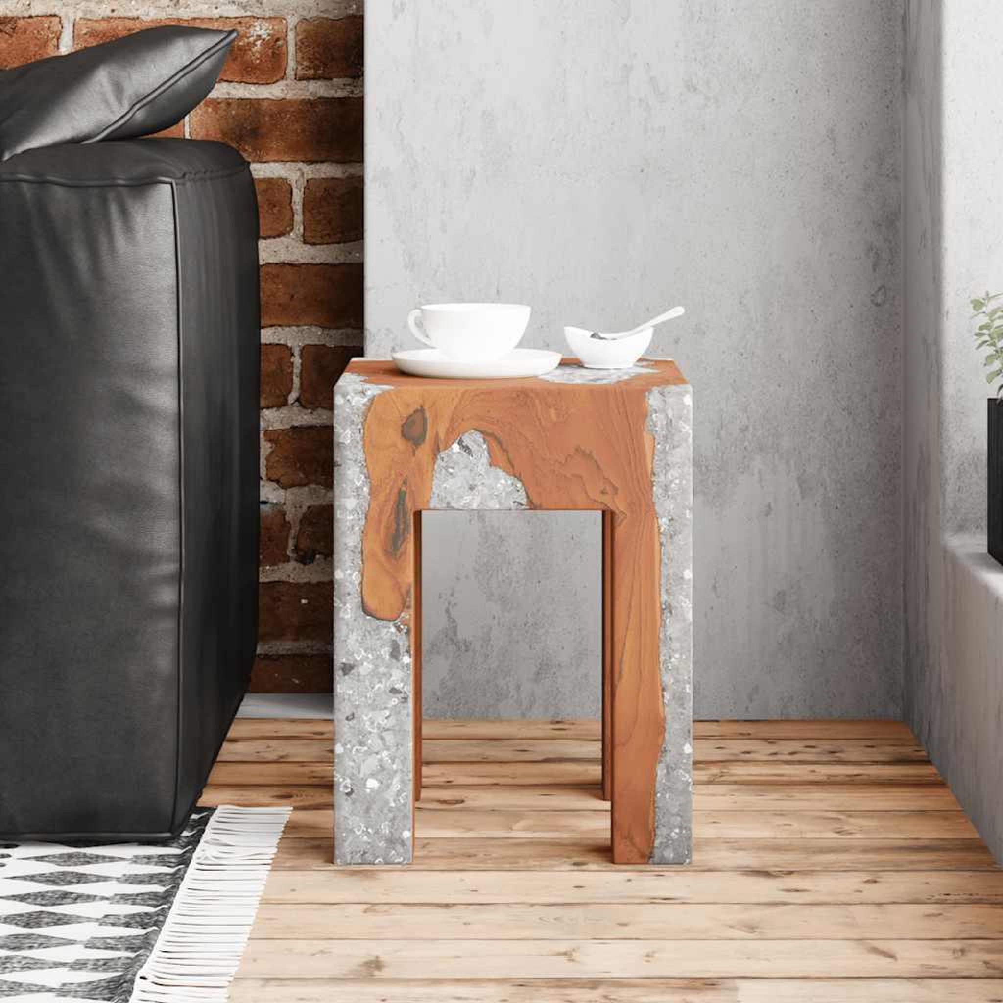Voir la diapositive 3 : VIDAXL Tabouret bois de teck massif et resine