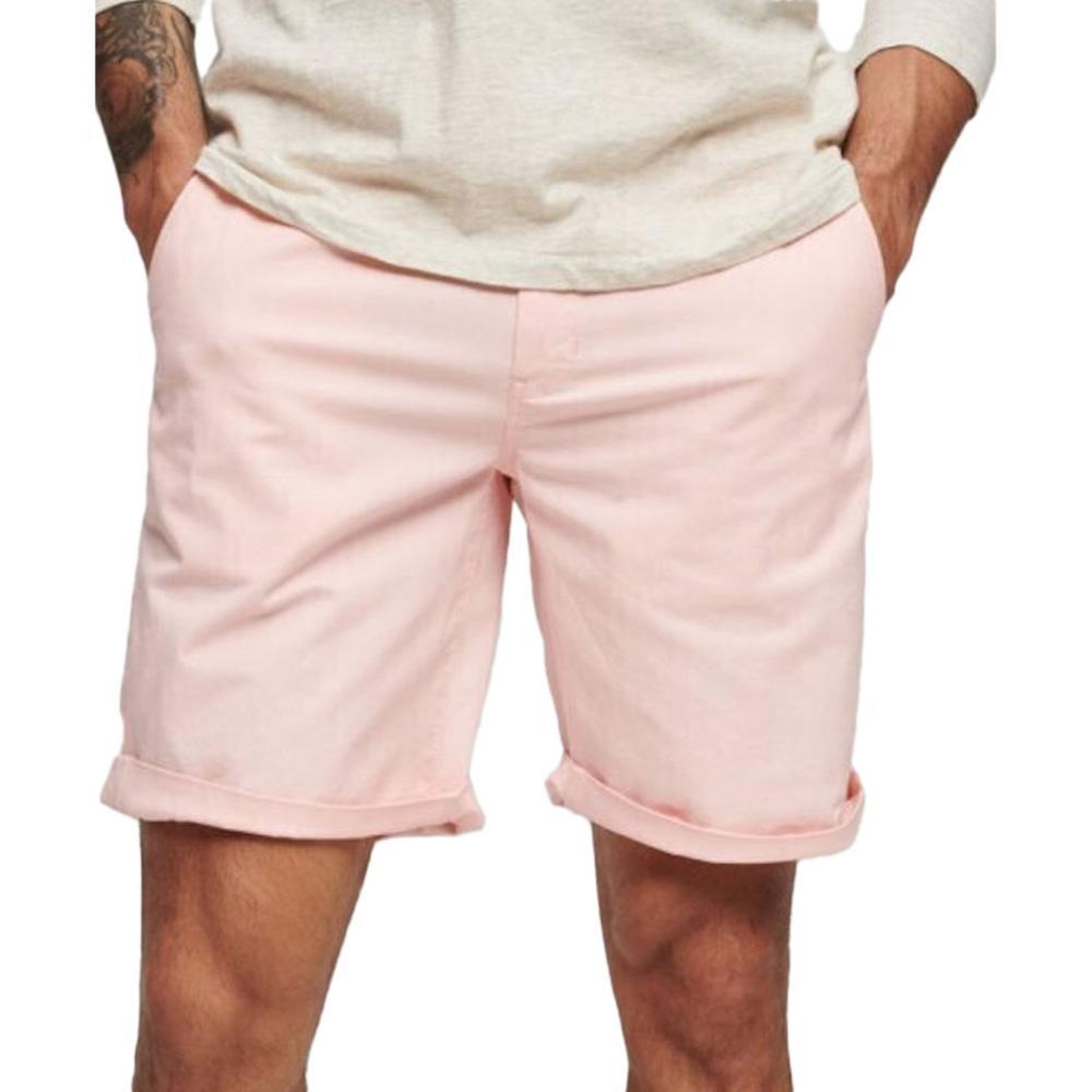 SUPERDRY Short chino rose homme superdry stretch. Coloris disponibles : Rose