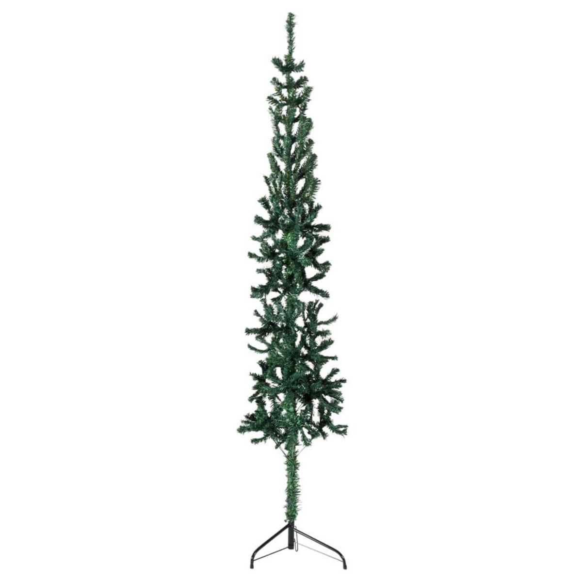 VIDAXL Demi sapin de Noël artificiel mince avec support Vert 150 cm