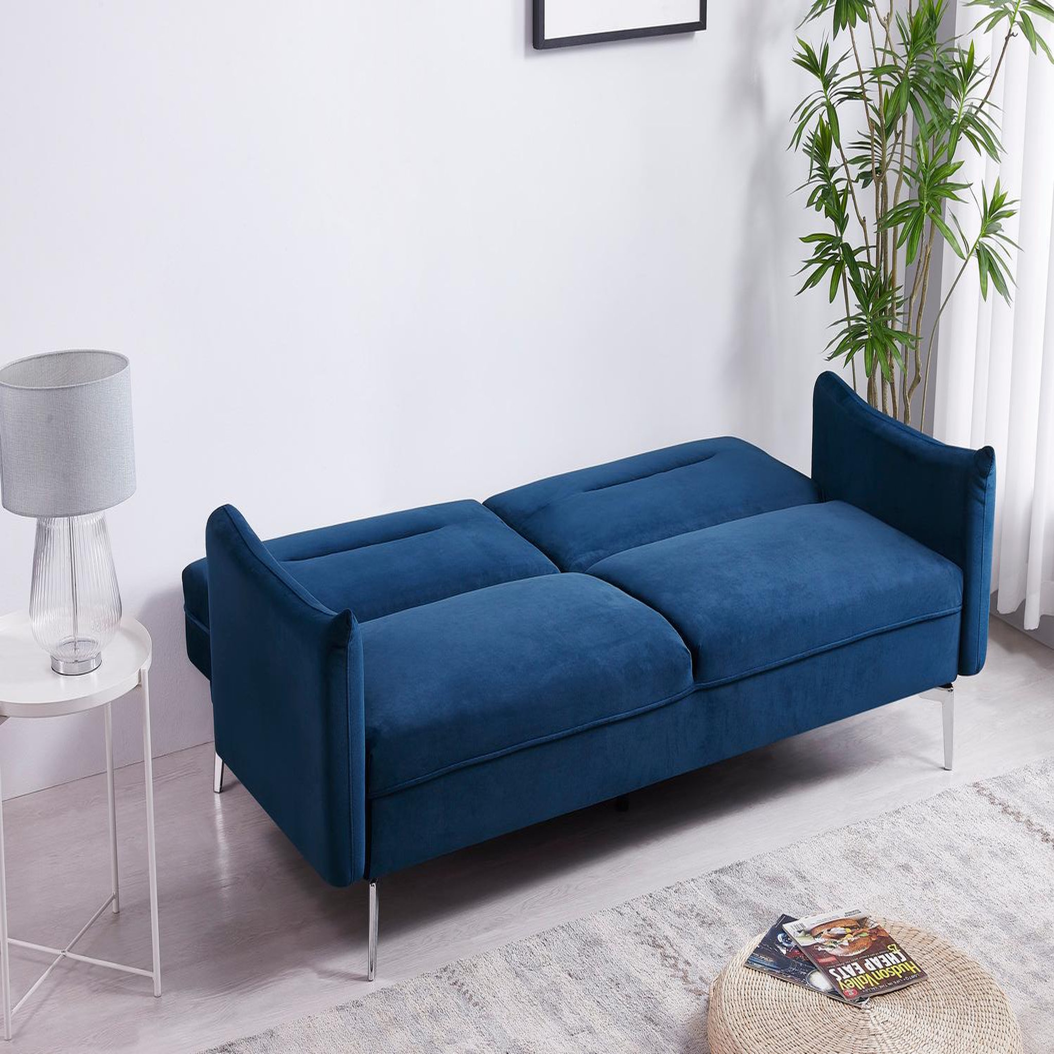 Voir la diapositive 6 : CONCEPT USINE Canapé design convertible 3 places en velours bleu betty