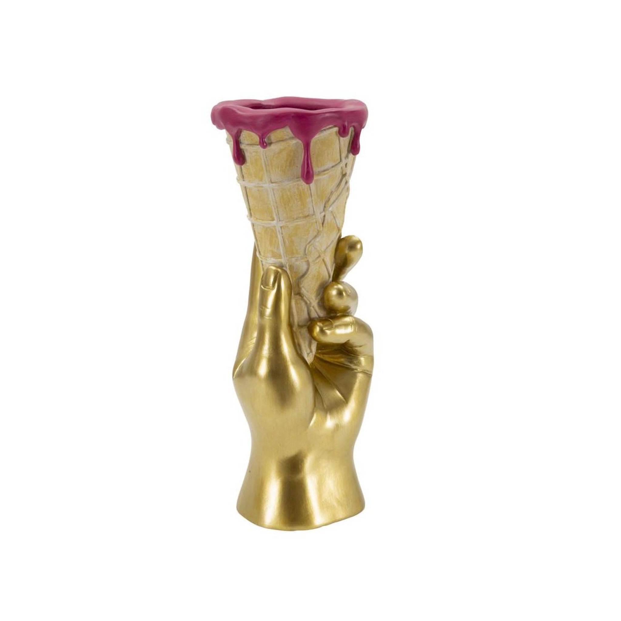 Voir la diapositive 2 : Paris Prix Vase déco en résine  cône  31cm or