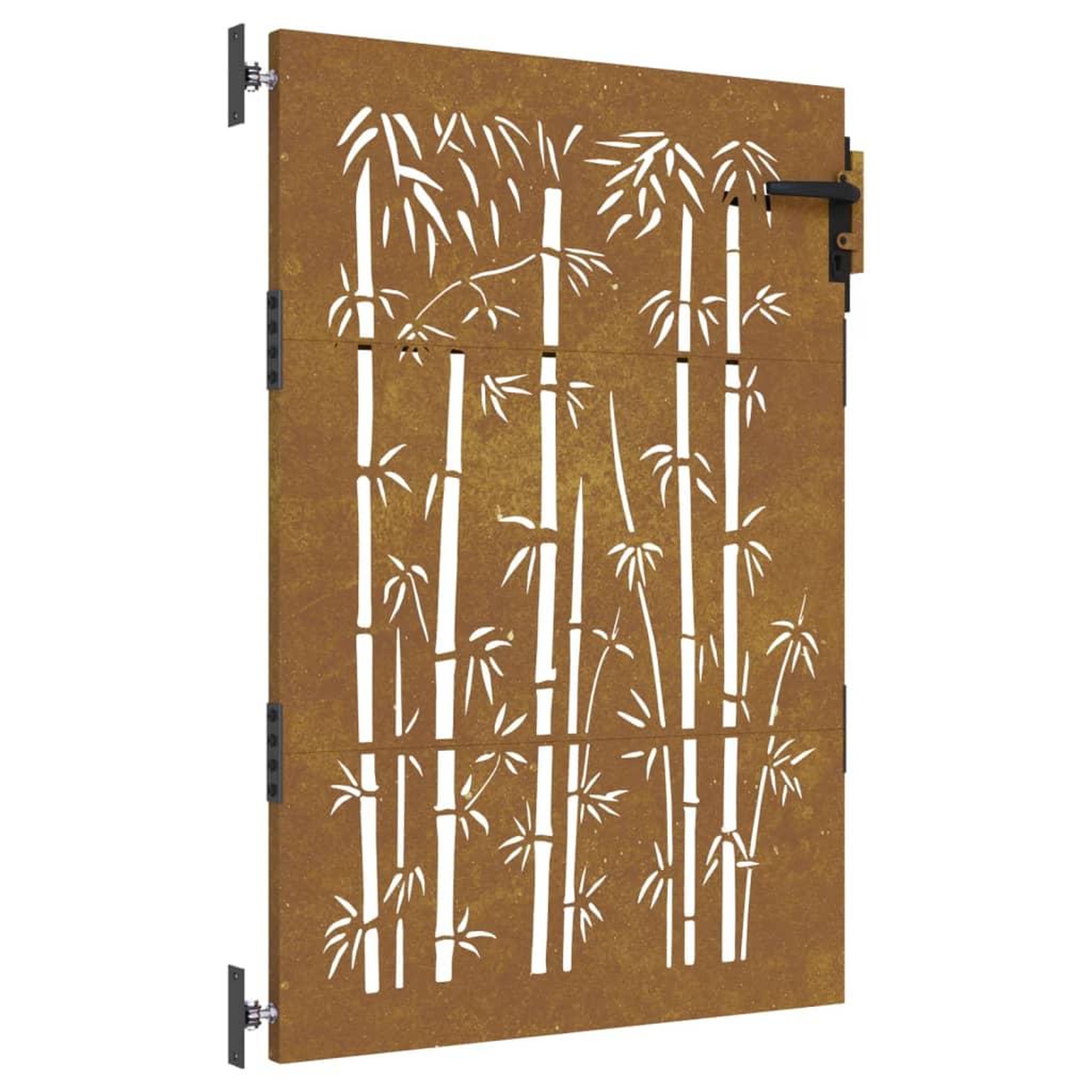 Voir la diapositive 2 : VIDAXL Portail de jardin 85x125 cm acier corten design de bambou
