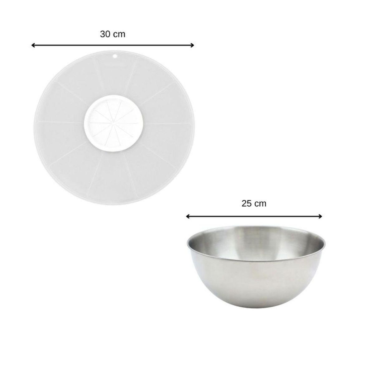 Fackelmann Duo Bol à mixer en inox et Couvercle 25 cm anti projections Fackelmann
