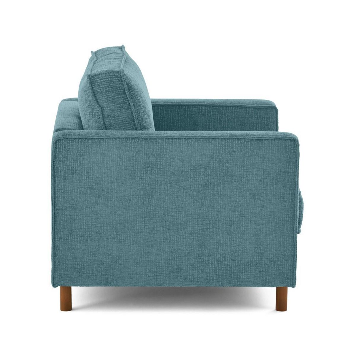 LISA DESIGN Jake - fauteuil en tissu velours relief - pieds en bois foncé