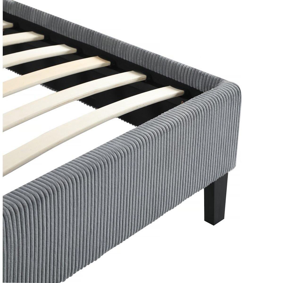 Habitat et Jardin Lit en Velours Cotelé  Ambre  - 140 x 190 - Gris