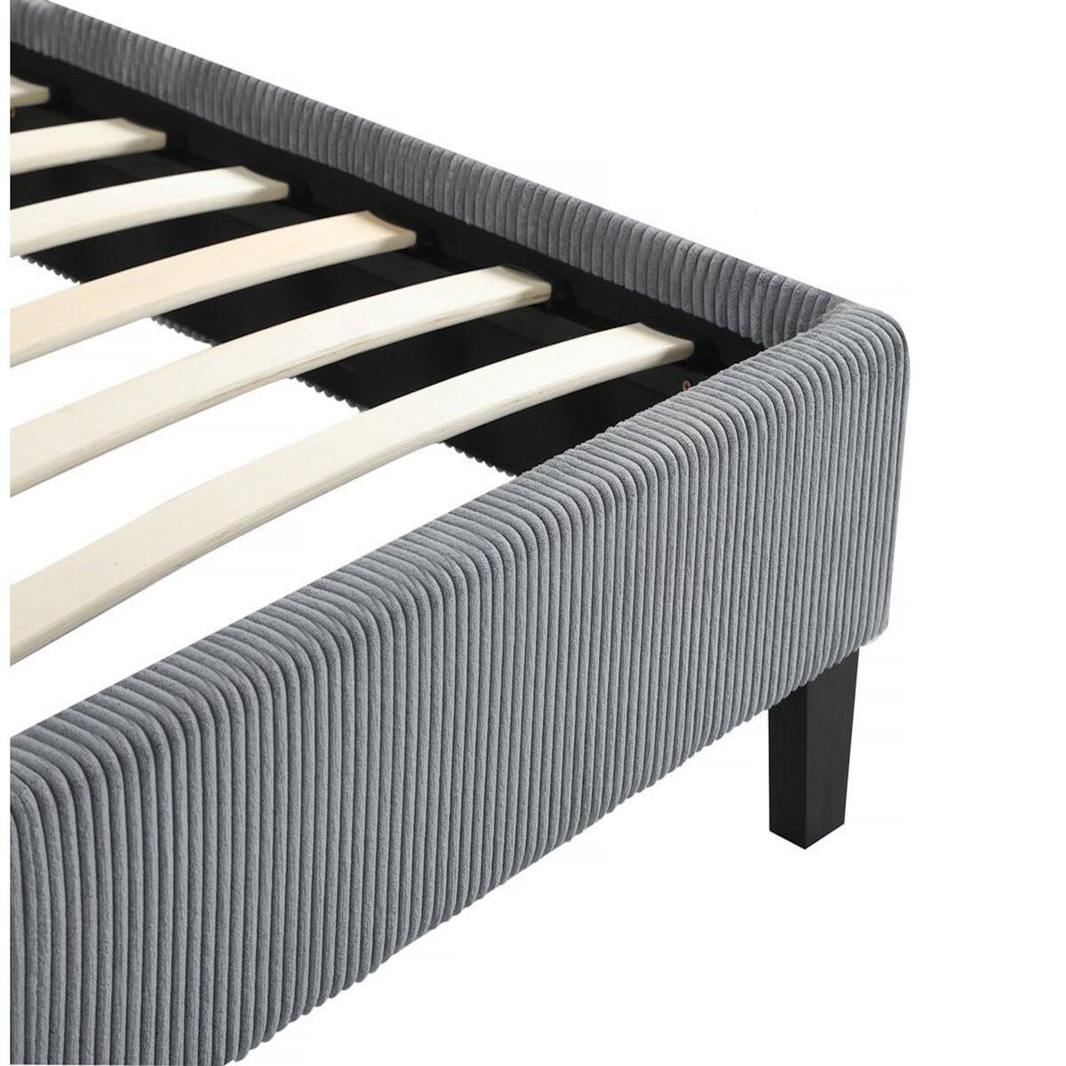 Habitat et Jardin Lit en Velours Cotelé  Ambre  - 140 x 190 - Gris