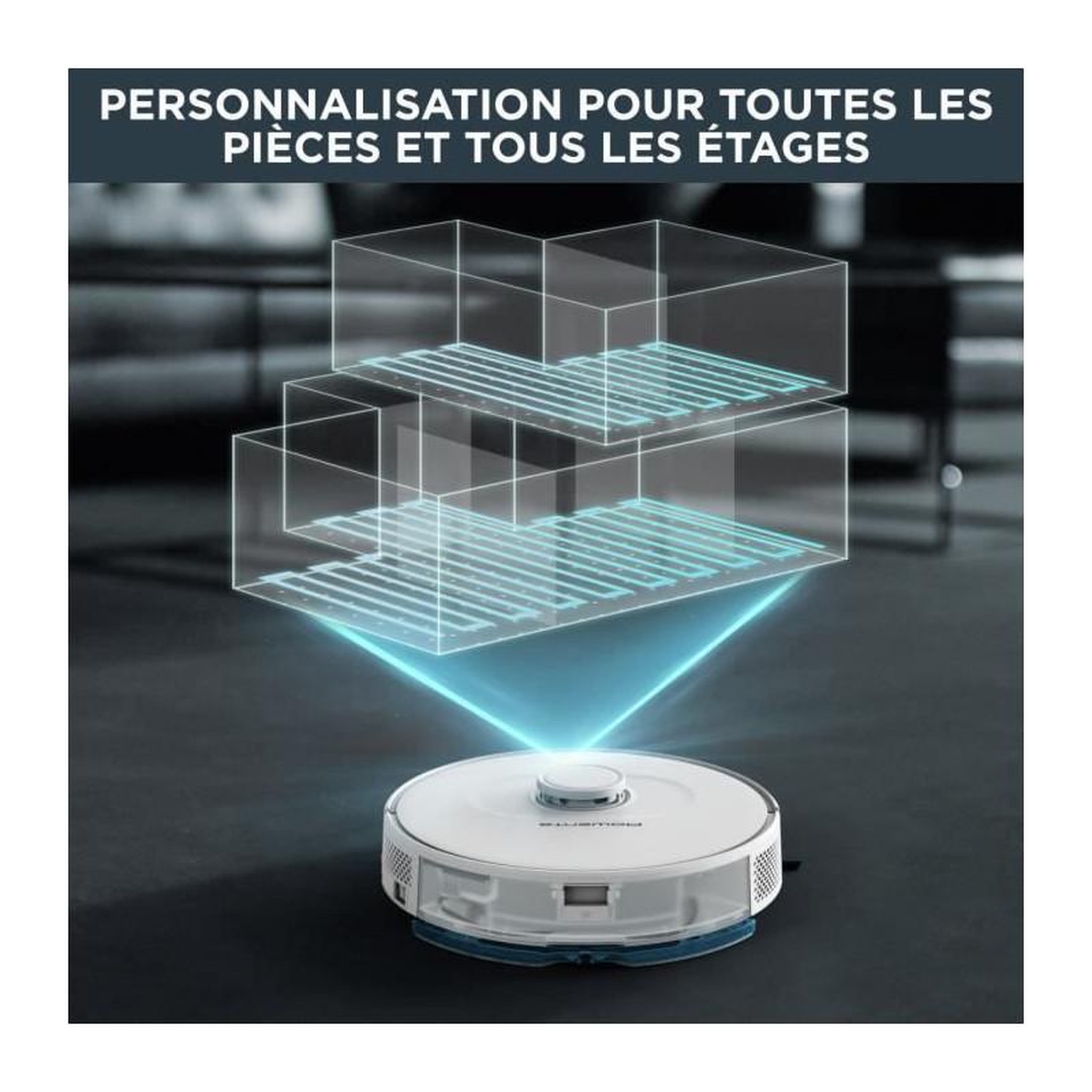 Voir la diapositive 2 : ROWENTA ROWENTA RR8567WH Aspirateur robot laveur, Aspire et lave, Navigation laser ultraprécise, Réglages personnalisés, X-Plorer, Bl