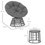 Voir la diapositive 3 : OUTSUNNY Ensemble salon de jardin 3 pcs - 2 fauteuils papasan, table basse - 2 grands coussins inclus - résine grise