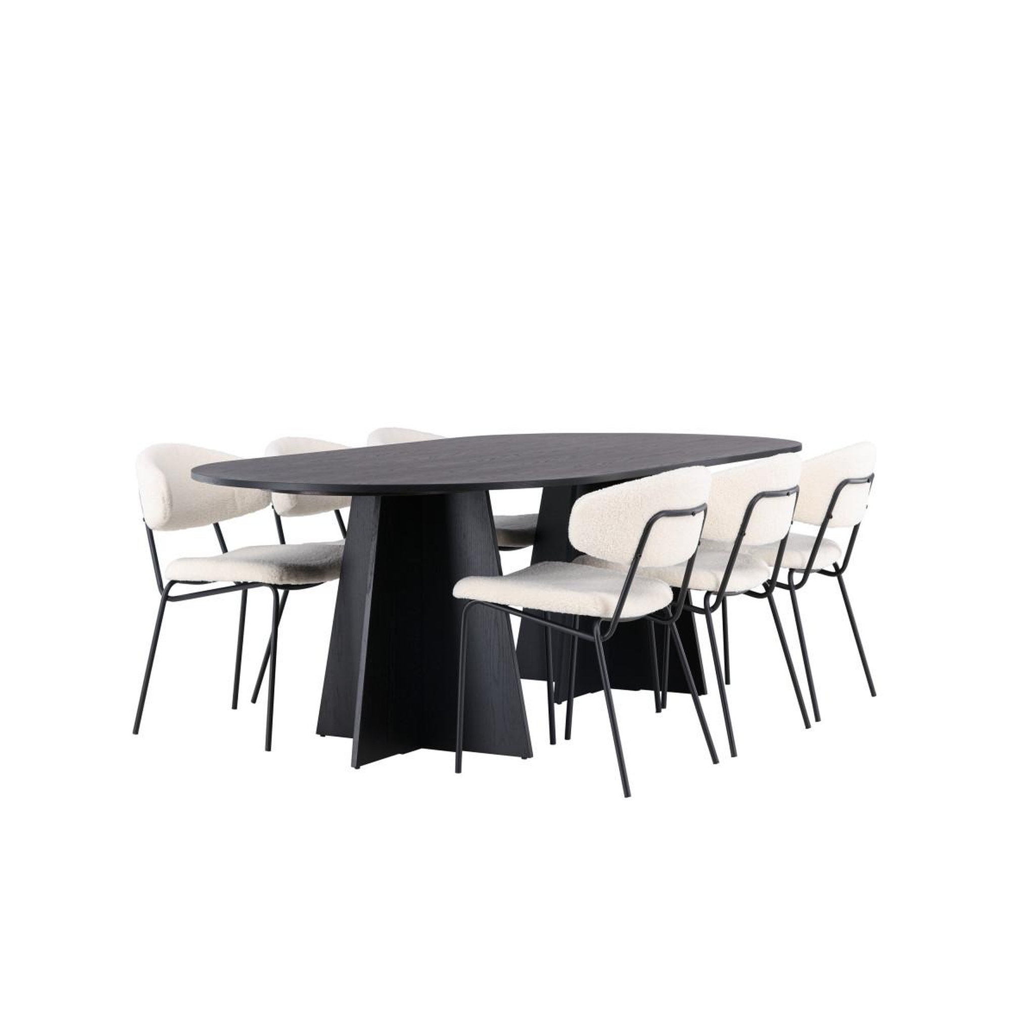 Voir la diapositive 3 : Paris Prix Ensemble table à manger & 6 chaises  bootcut & chico  230cm noir & blanc crème
