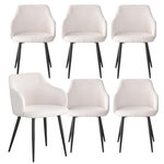 Paris Prix Lot de 6 Chaises Tissu Bouclette  Valeria  79cm Crème & Noir