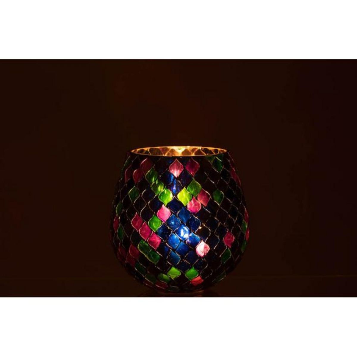 Paris Prix Photophore Mosaïque en Verre  Carmen  17cm Mauve