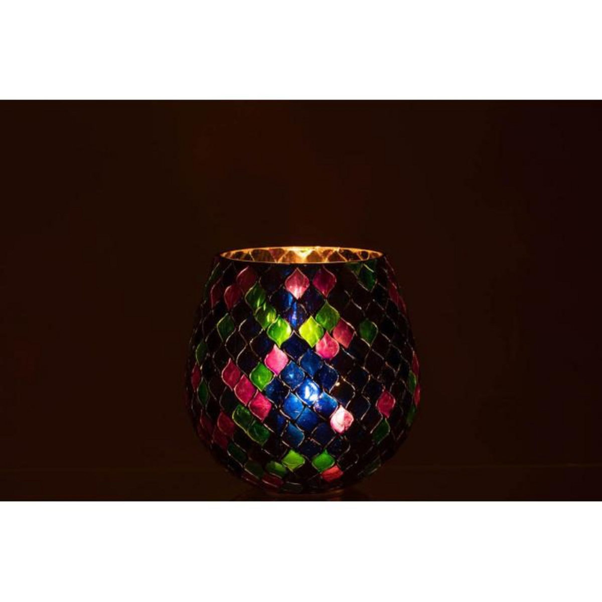 Paris Prix Photophore Mosaïque en Verre  Carmen  17cm Mauve