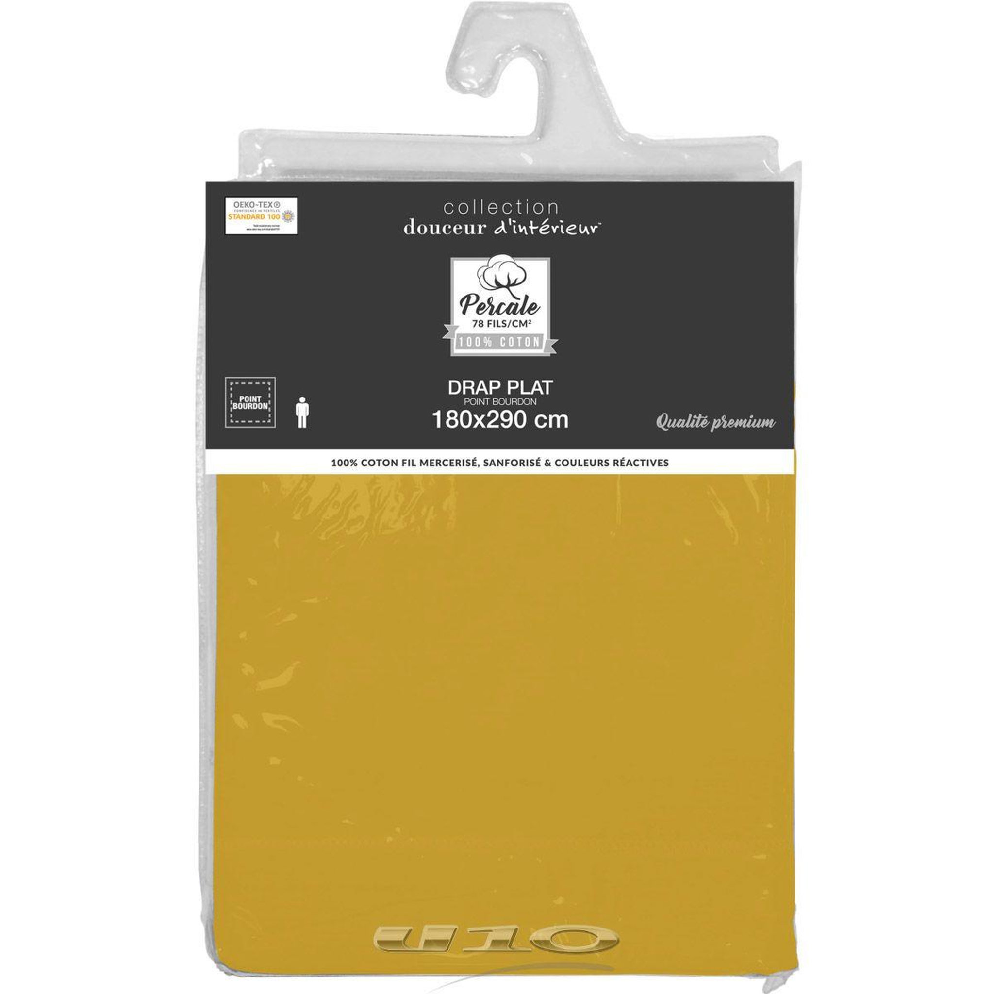 Voir la diapositive 4 : Douceur d'Intérieur Drap plat  percaline  180x290cm ocre