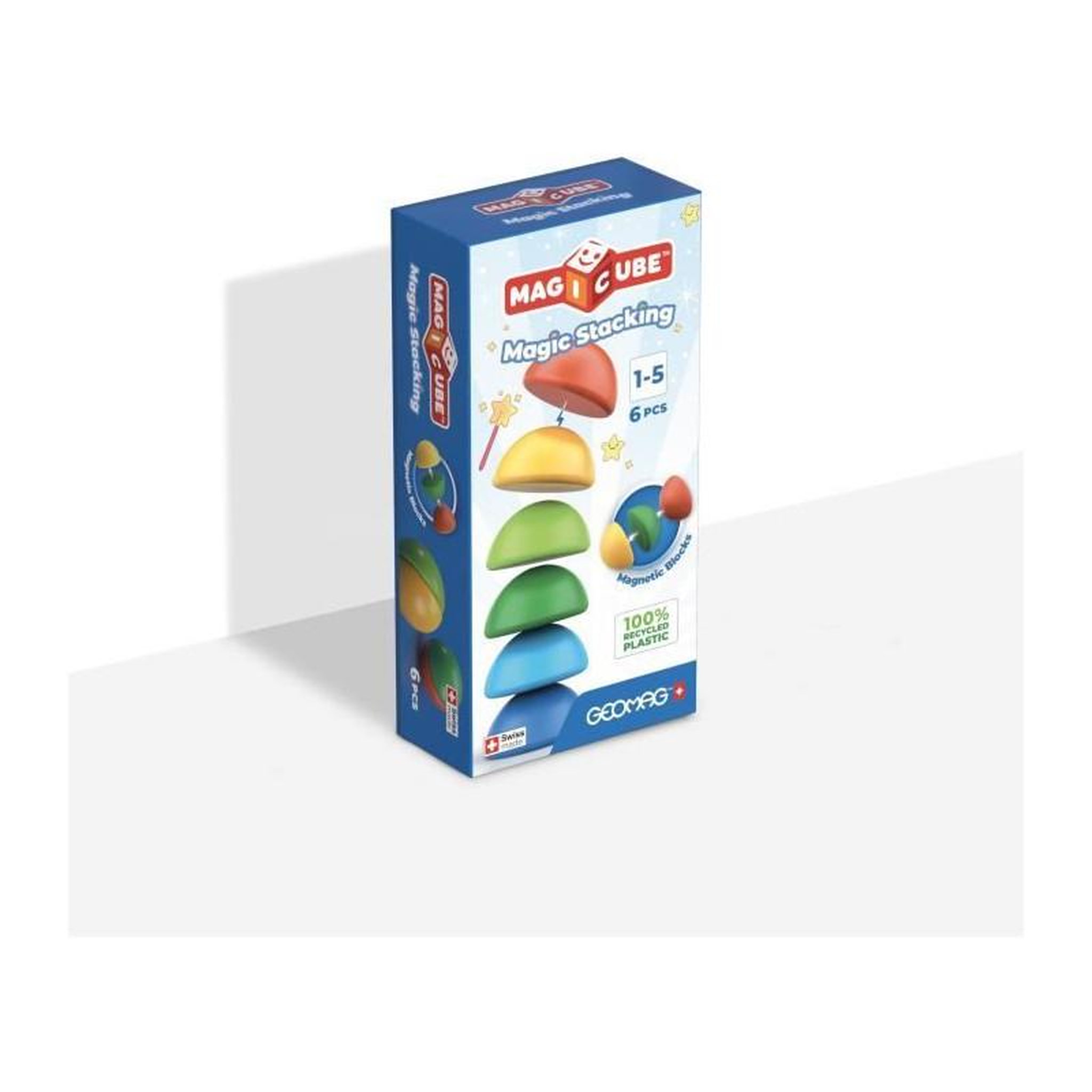 Geomag Blocs magnétiques - GEOMAG - Magicube 060 - 6 pieces - Empilables - Plastique recyclé