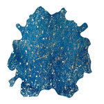 Paris Prix Tapis Peau de Vache  Glam  Bleu & Or. Coloris disponibles : Bleu