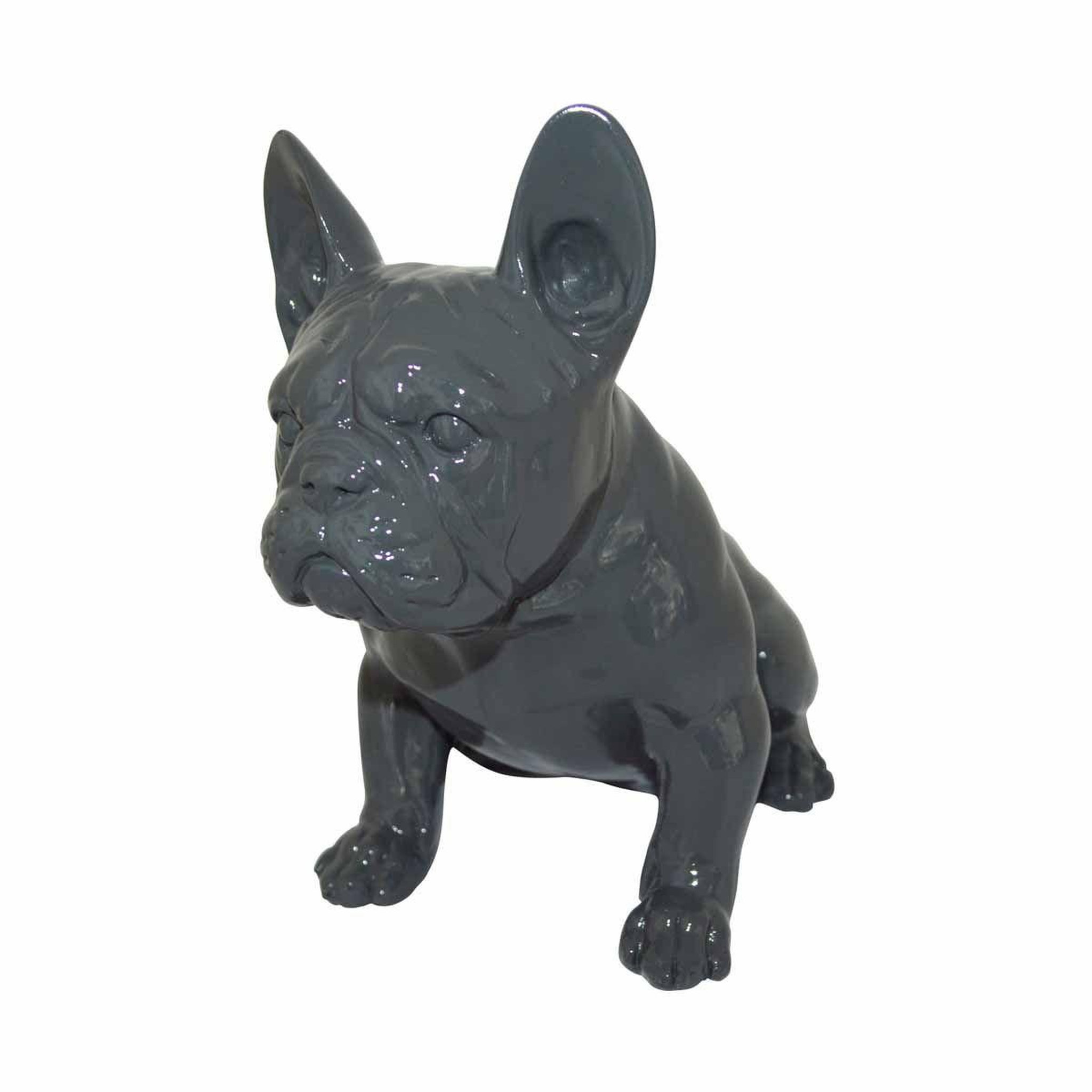 HOMEA Statue déco bouledogue  dogs  20cm gris