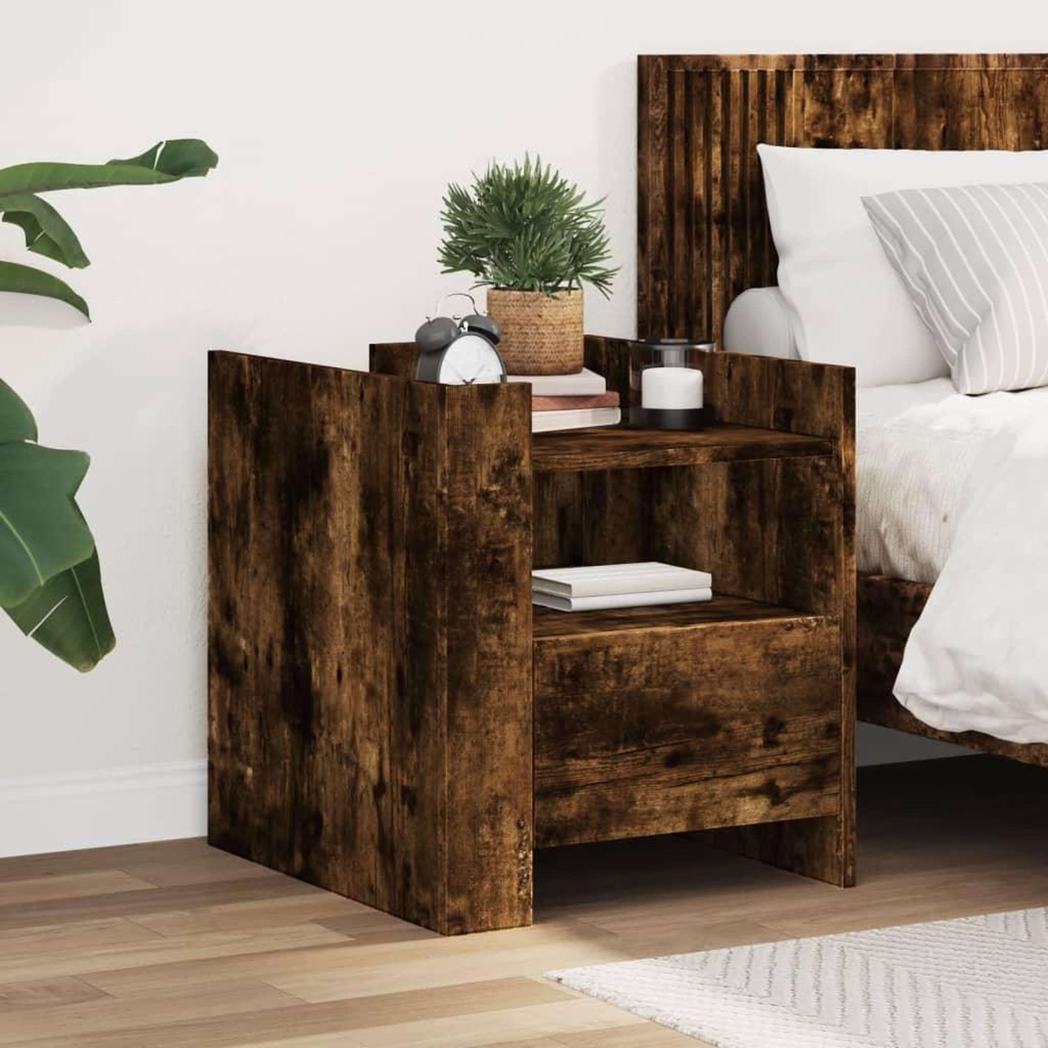 VIDAXL Table de chevet chene fume 45x50x50 cm bois d'ingenierie