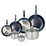 ELO Ensemble de 4 Poêles de cuisson 20, 24, 28 et 32 cm et 3 faitouts 12, 14 et 24 cm Elo Prima Brillant