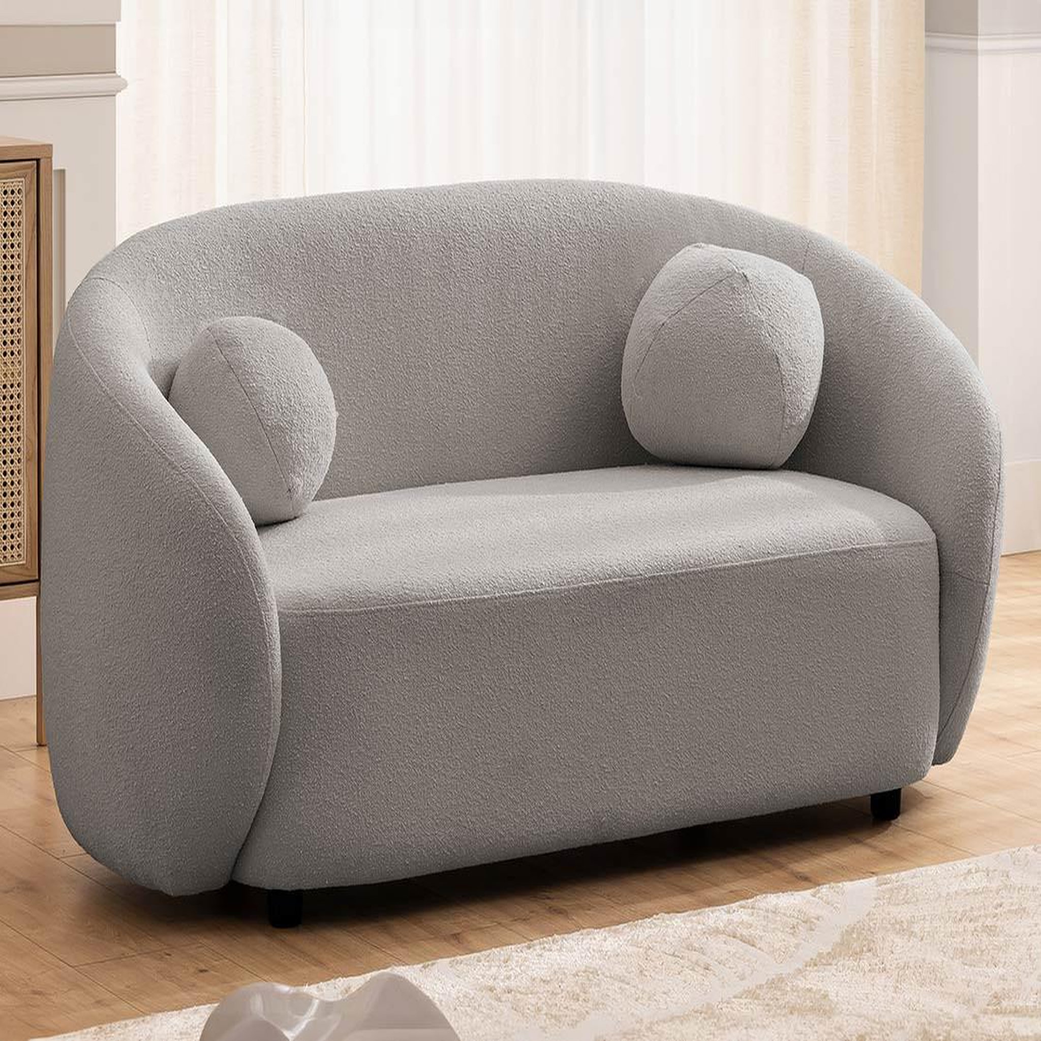 Voir la diapositive 4 : BEST MOBILIER Flore - canapé droit 2 places en tissu bouclette