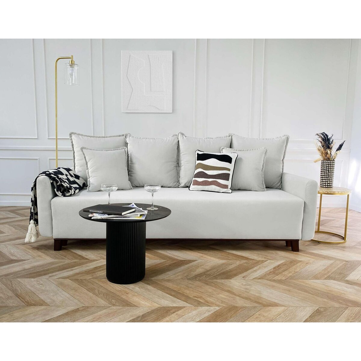 LISA DESIGN Apia - canapé 3 places - convertible avec coffre - en velours