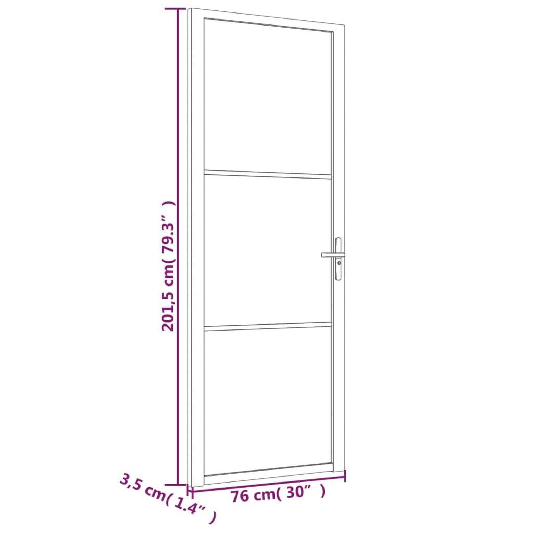 Voir la diapositive 6 : VIDAXL Porte interieure 76x201,5 cm Blanc Verre ESG et aluminium