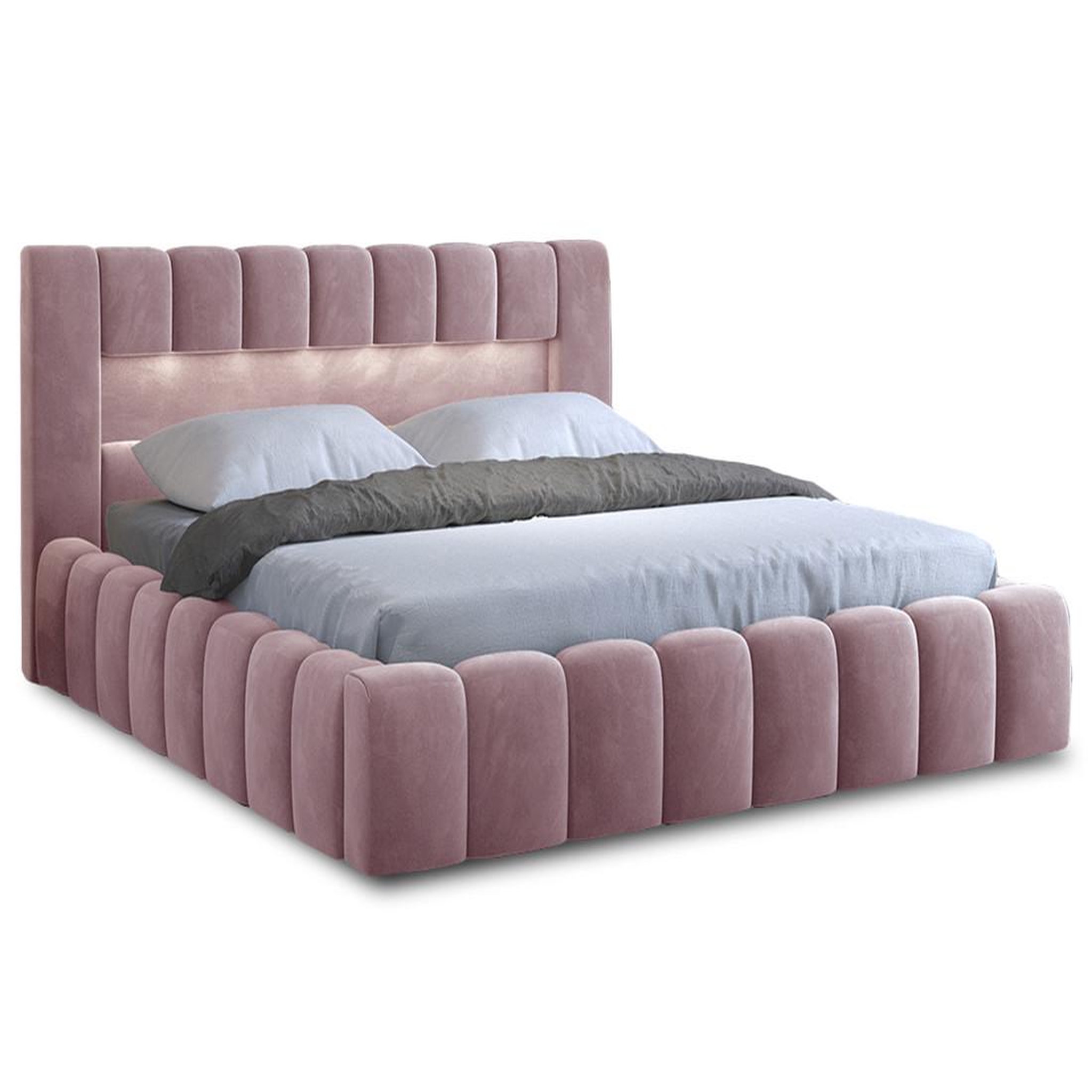 Voir la diapositive 1 : BEST MOBILIER Cleo - lit coffre avec led - 180x200 cm - sommier inclus - en velours
