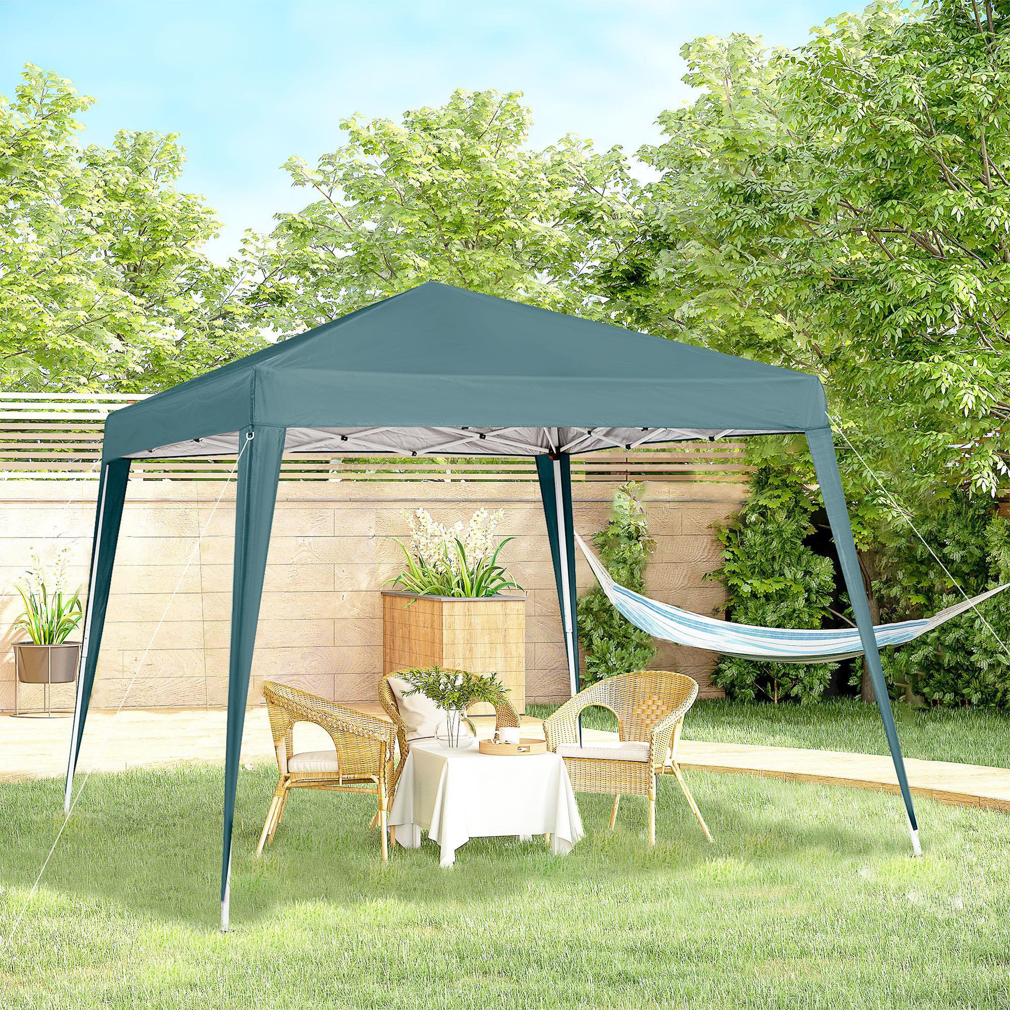 Voir la diapositive 2 : OUTSUNNY Tonnelle barnum de jardin pop-up pliant 2,4L x 2,4l x 2,5H m acier polyester imperméabilisé anti UV avec sac de transport vert