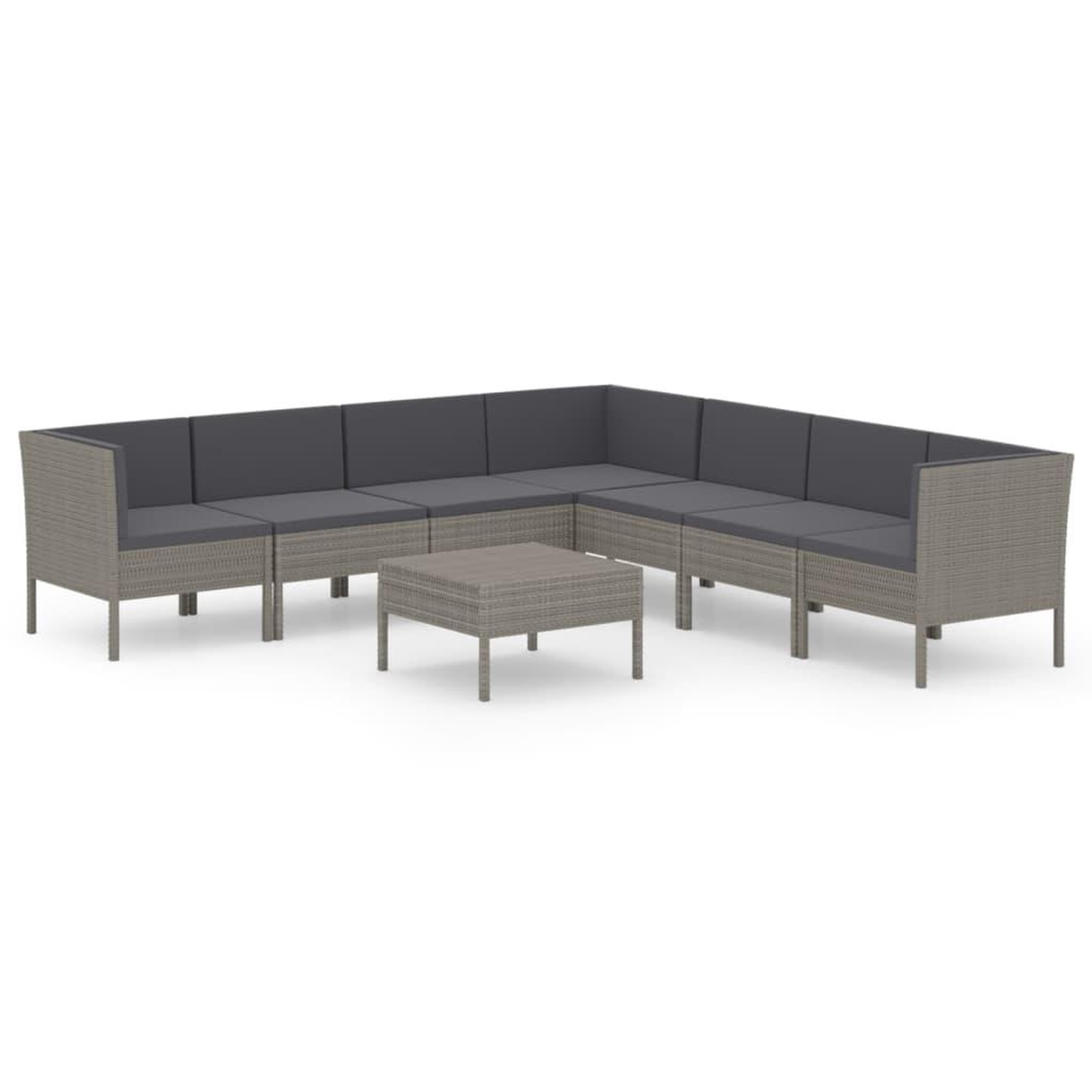 Voir la diapositive 2 : VIDAXL Salon de jardin 8 pcs avec coussins resine tressee gris