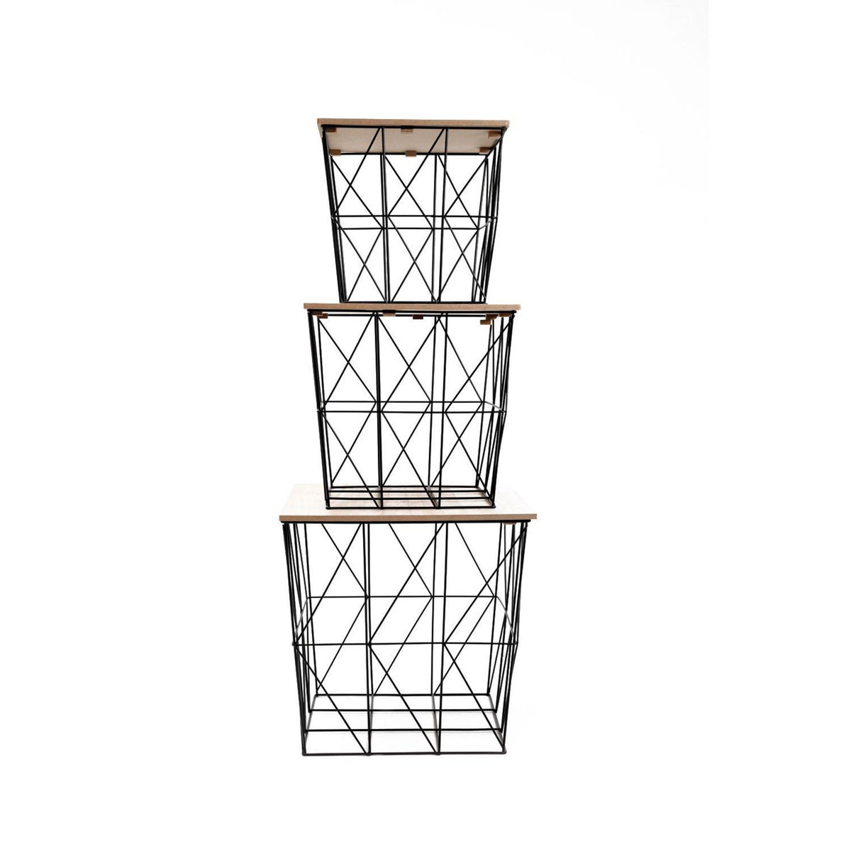 KB8 Lot de 3 tables d'appoint ou tables gigogne en MDF et Métal