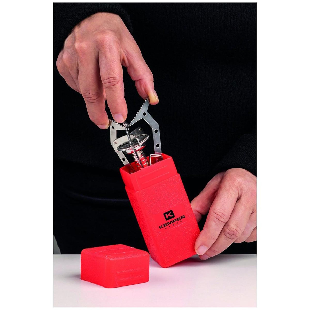 Kemper Réchaud gaz portable 4.5 kW + 4 cartouches gaz 230gr - Brûleur randonnée anti-vent Pliable Léger Camping Haute montagne KEMPER