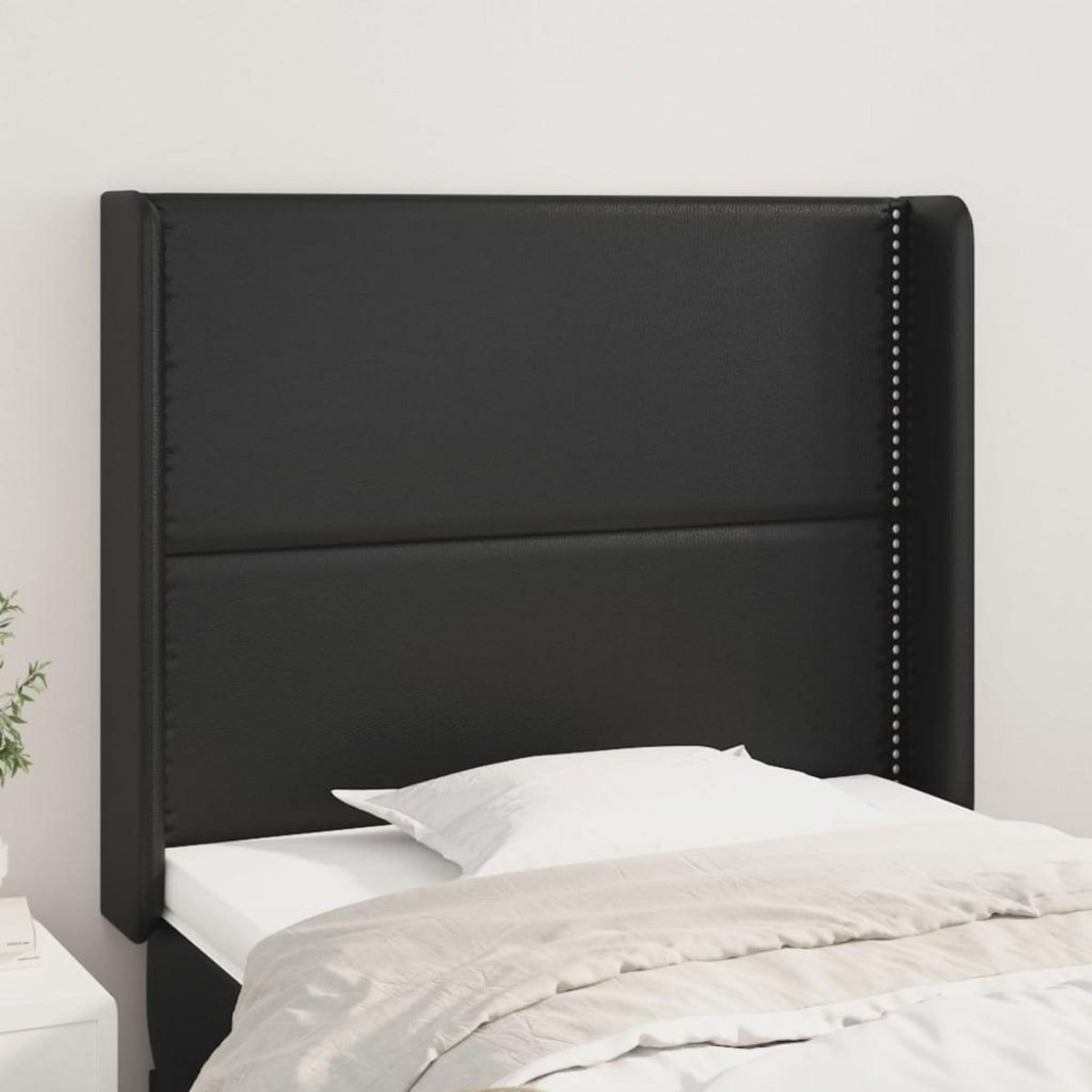 VIDAXL Tete de lit avec oreilles Noir 83x16x118/128 cm Similicuir