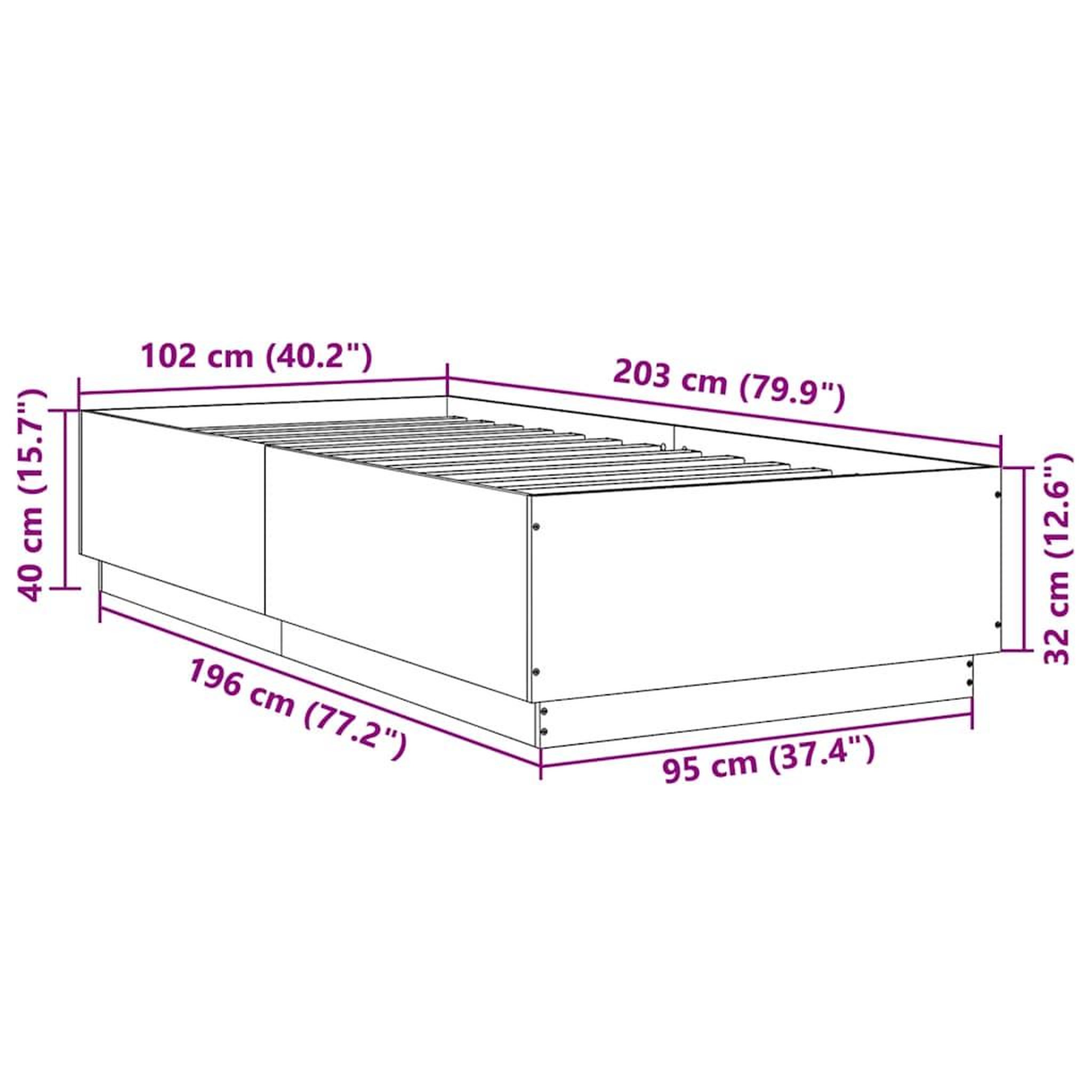 Voir la diapositive 6 : VIDAXL Cadre de lit sans matelas chene marron 100x200 cm