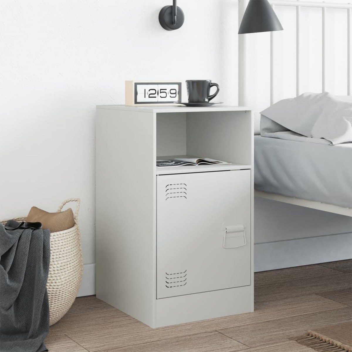 VIDAXL Table de chevet blanc 34,5x39x62 cm acier