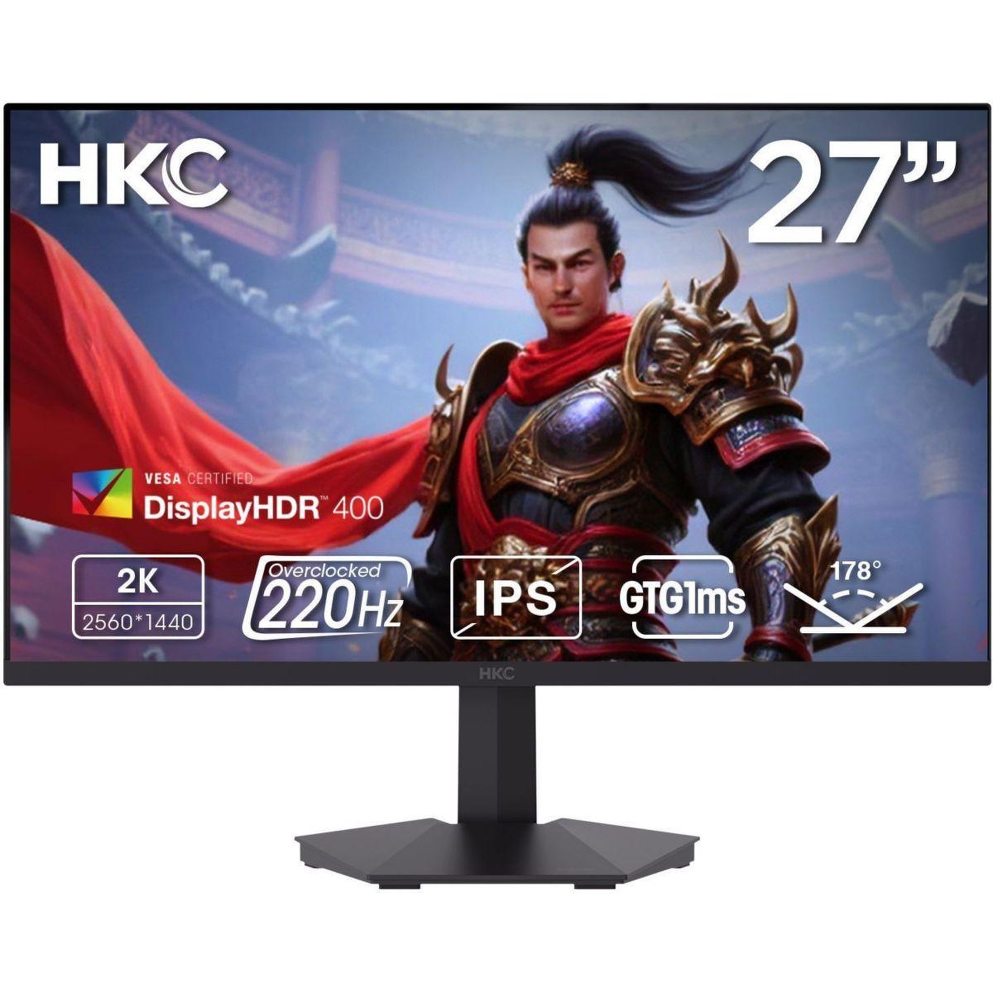 HKC Ecran pc gamer 27  qhd 200 hz fast ips hdr400 pied ergonomique - g27h2p