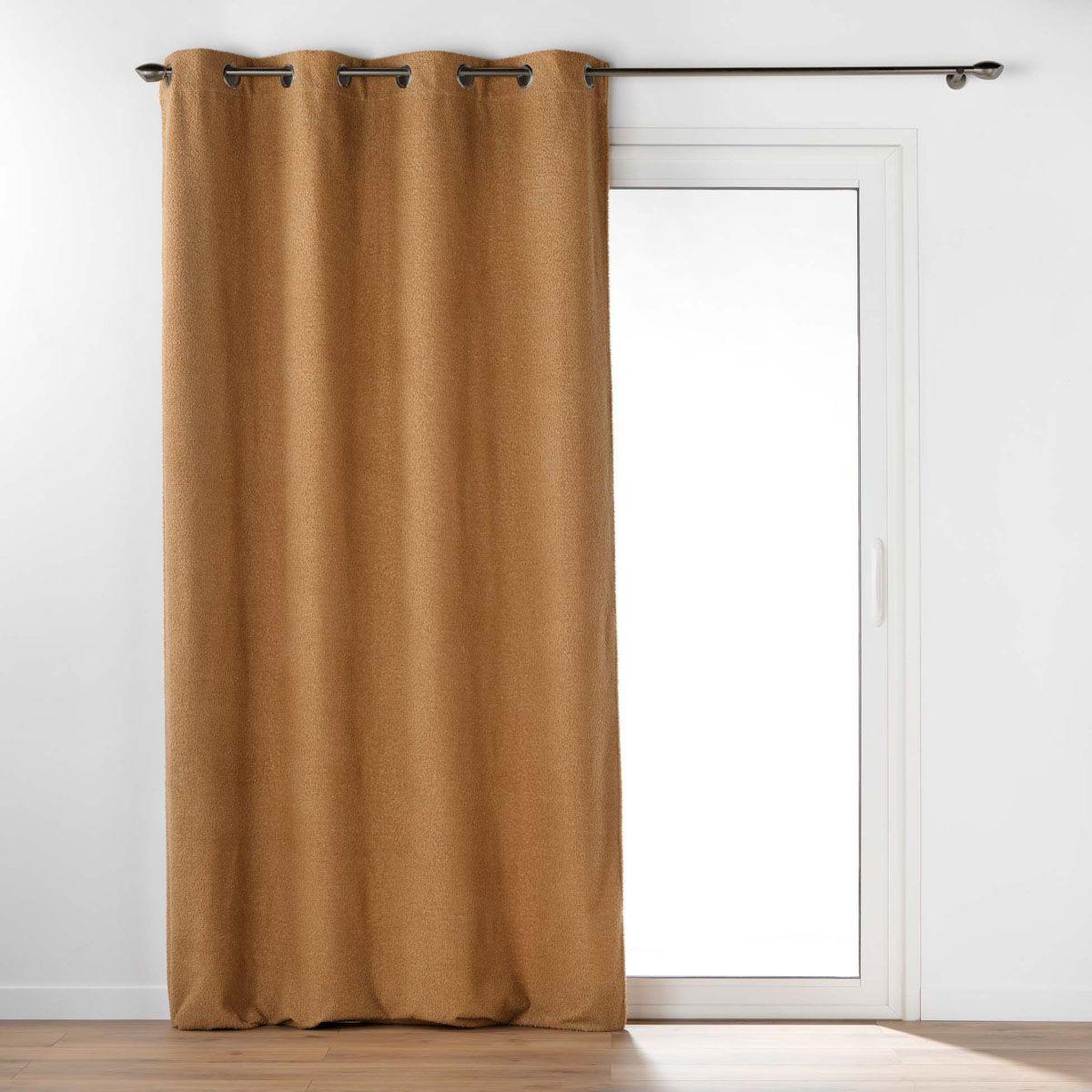 Douceur d'Intérieur Rideau à œillets bouclette  wooly  140x240cm camel