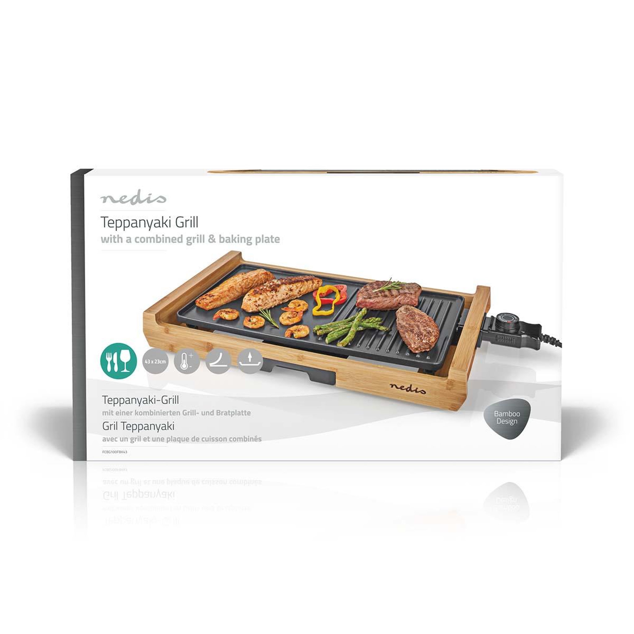 Voir la diapositive 5 : NEDIS Gril de table - 6 personnes - 4 réglages de chaleur - FCBG100FBK43