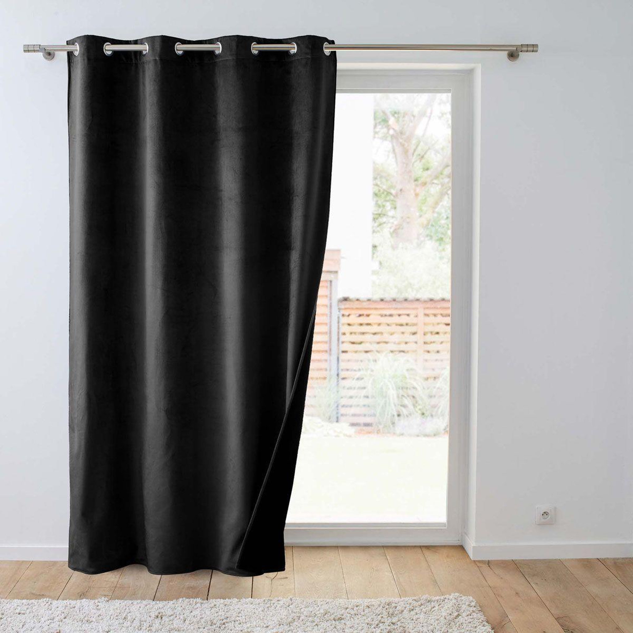 Douceur d'Intérieur Rideau isolant velours  polarchic  140x260cm noir