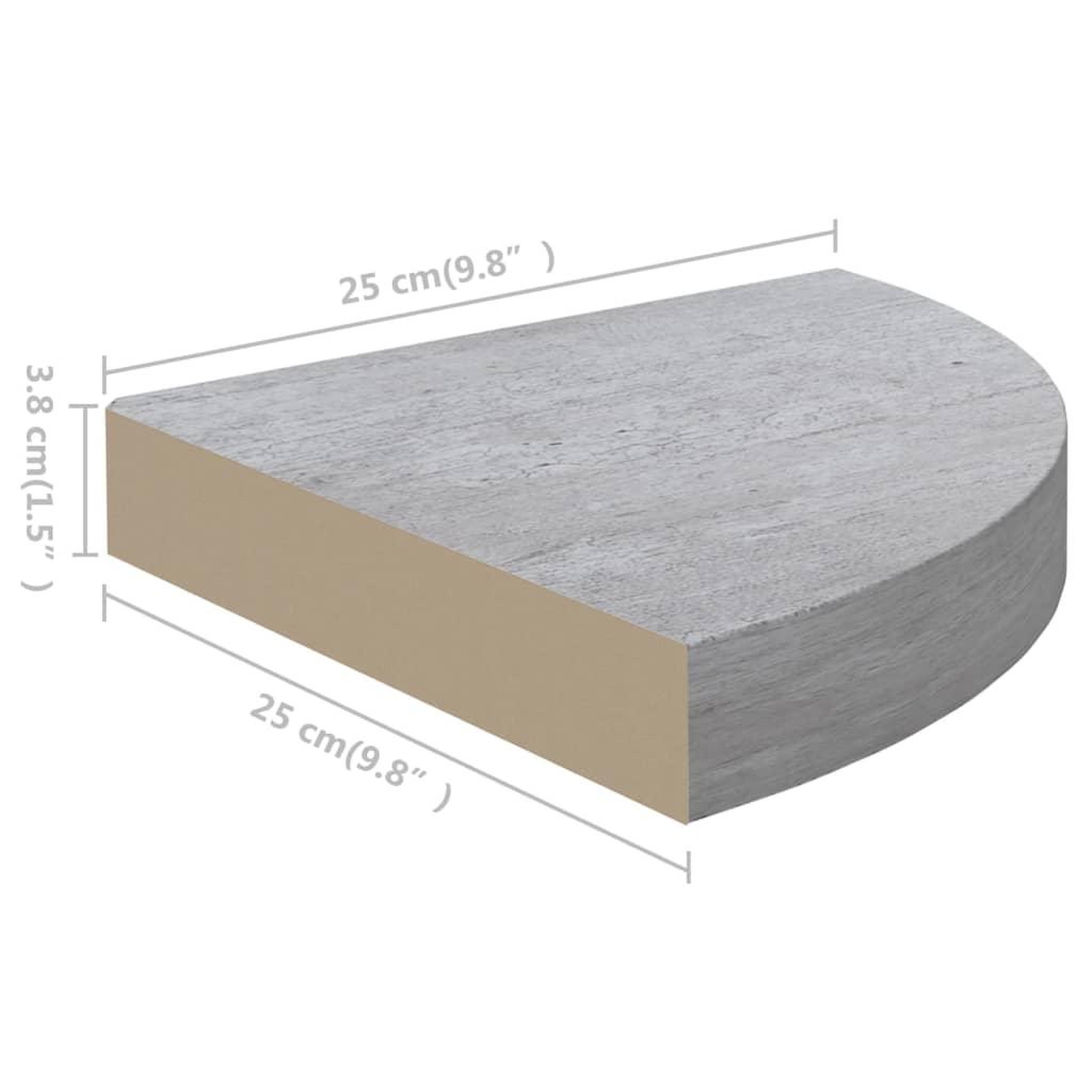 Voir la diapositive 6 : VIDAXL Etagere d'angle murale Gris beton 25x25x3,8 cm MDF