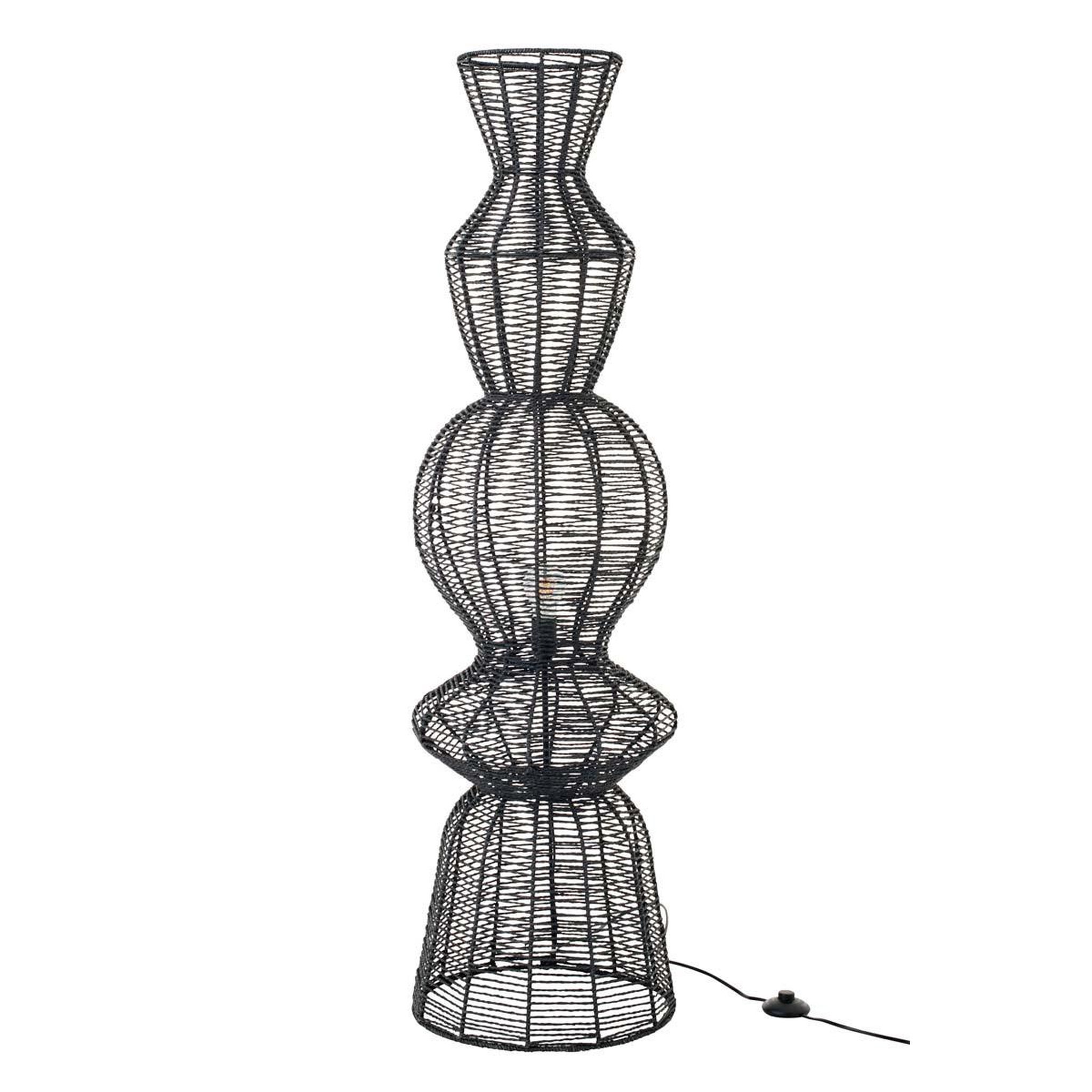 J-LINE Lampadaire design corde  saul  135cm noir