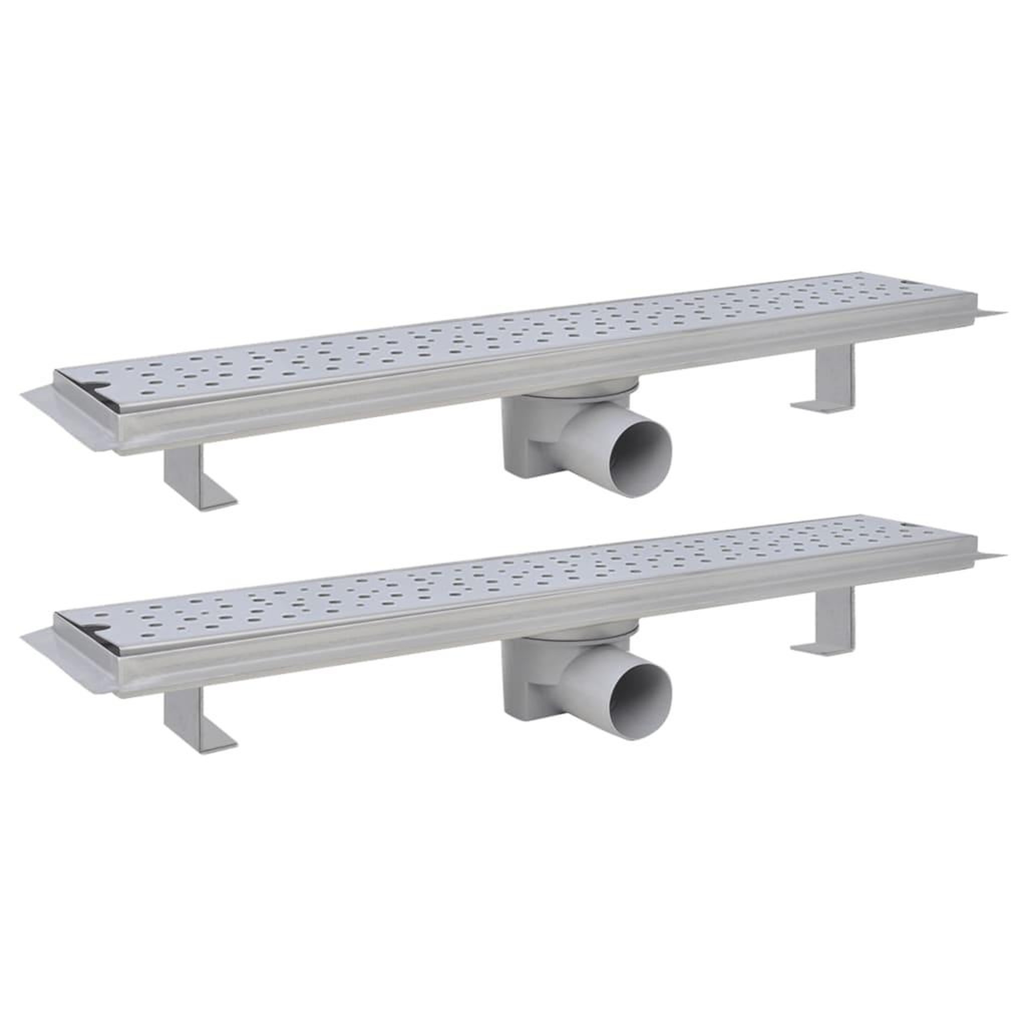 Voir la diapositive 2 : VIDAXL Drain de douche lineaire 2 pcs 630 x 140 mm Acier inoxydable