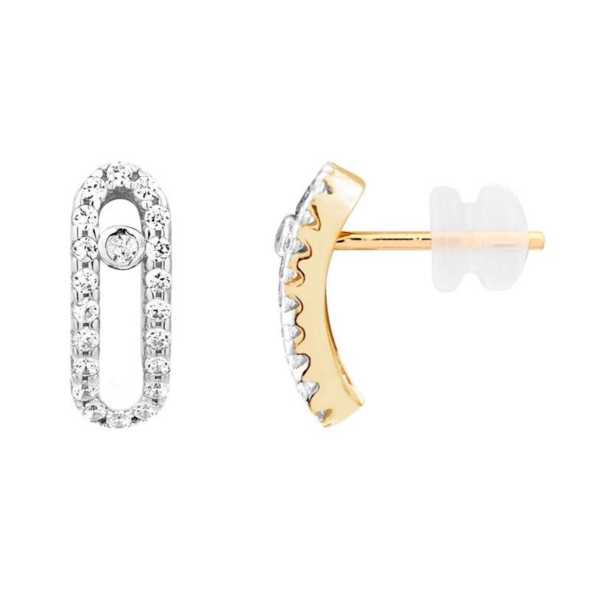 Voir la diapositive 1 : L'ATELIER D'AZUR Boucles d'Oreilles Or Jaune Pavées de Zirconiums - Femme